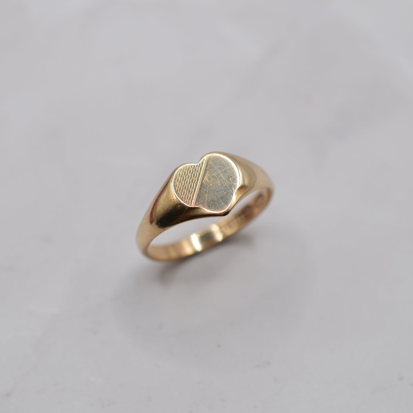 1950s Vintage 9ct Gold Heart Signet Ring