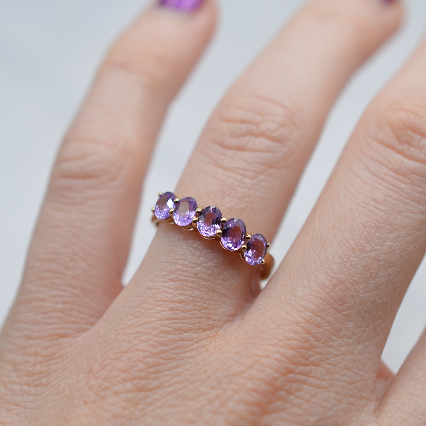 9ct Gold Pink Sapphire Five-Stone Ring