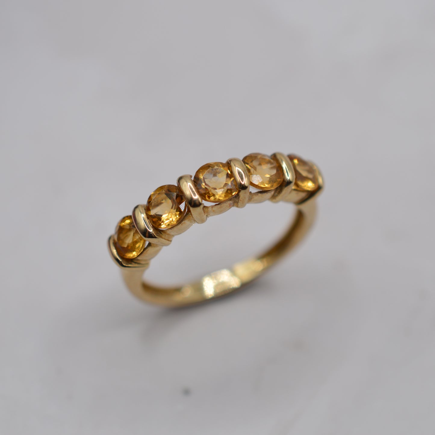 Y2K 2001 9ct Gold Citrine Five-Stone Ring