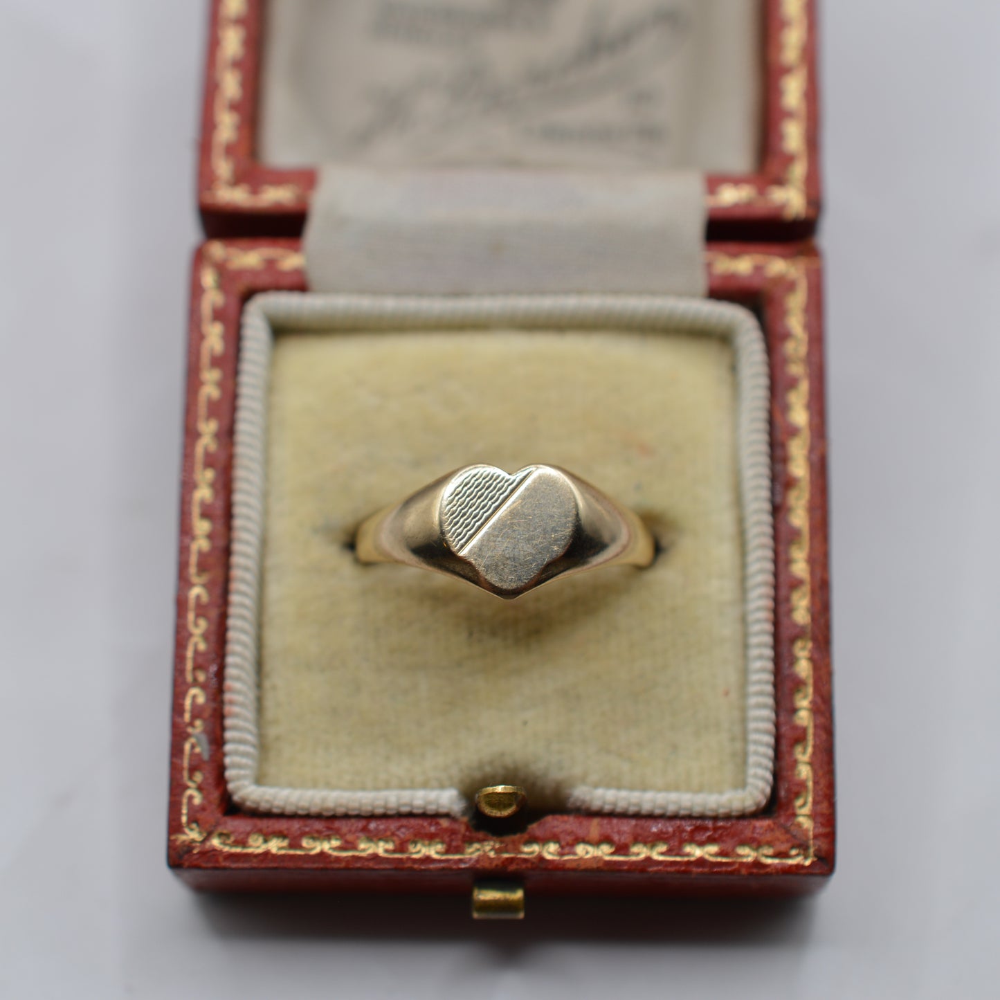 1950s Vintage 9ct Gold Heart Signet Ring