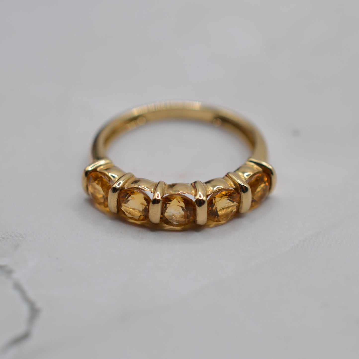 Y2K 2001 9ct Gold Citrine Five-Stone Ring
