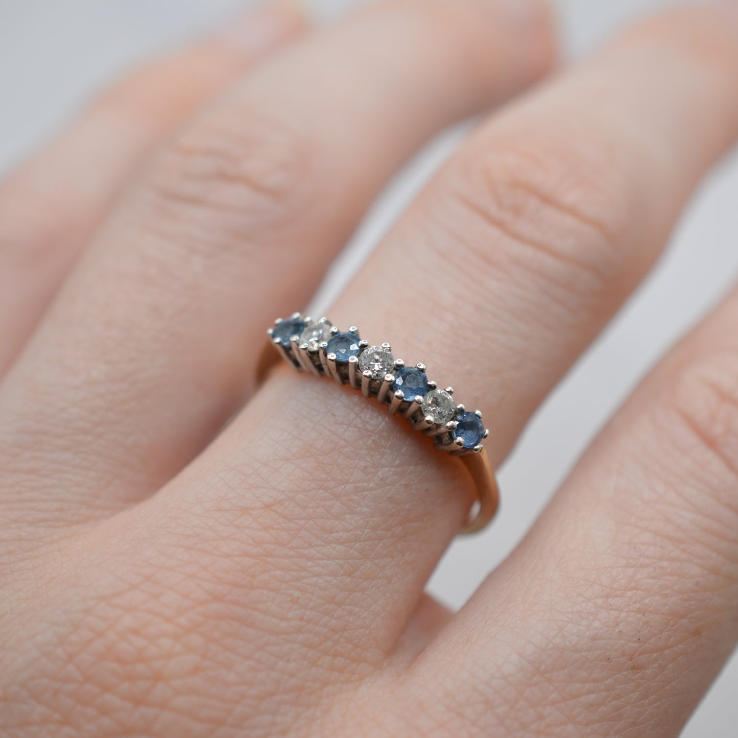 9ct Gold Sapphire & Diamond Half-Eternity Ring