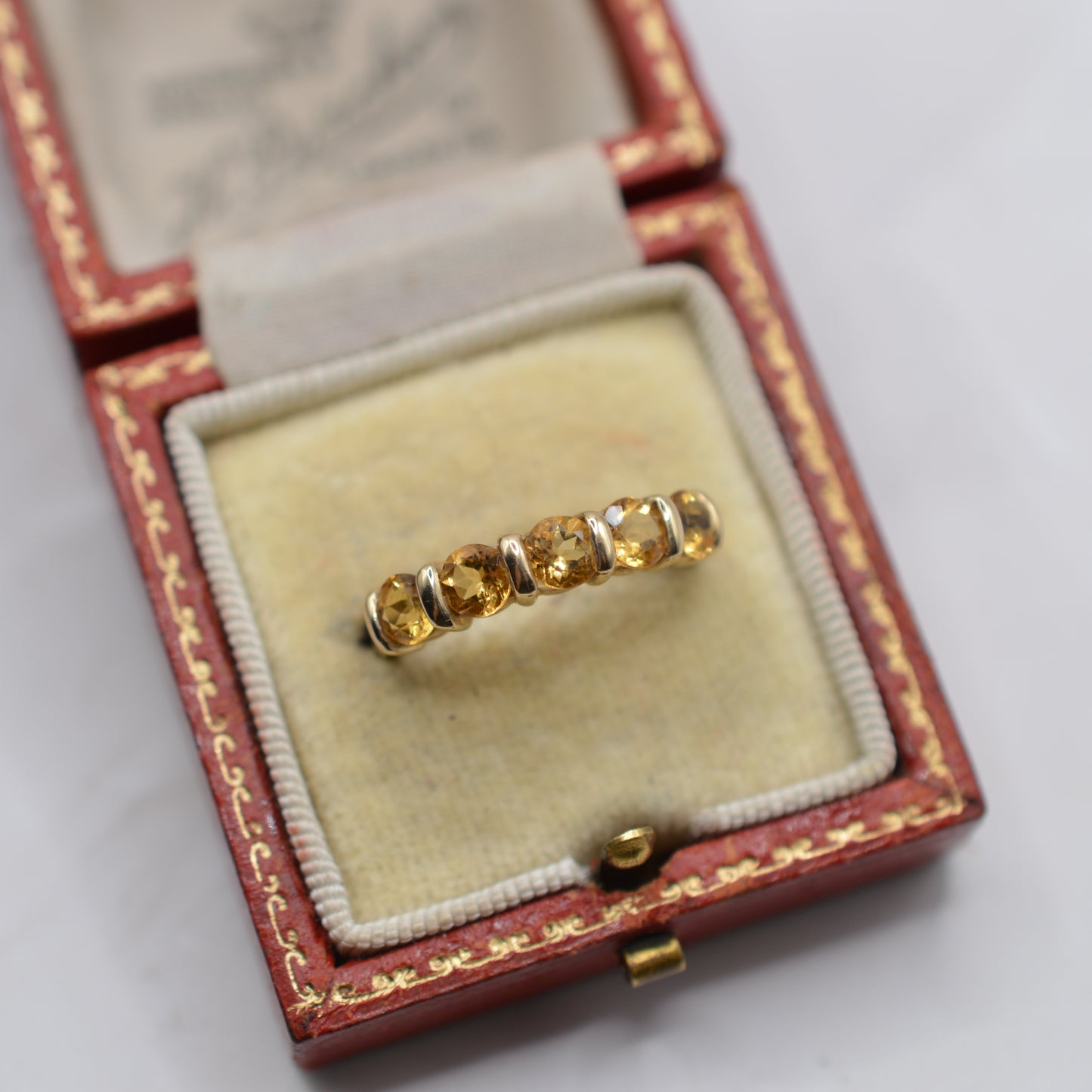 Y2K 2001 9ct Gold Citrine Five-Stone Ring