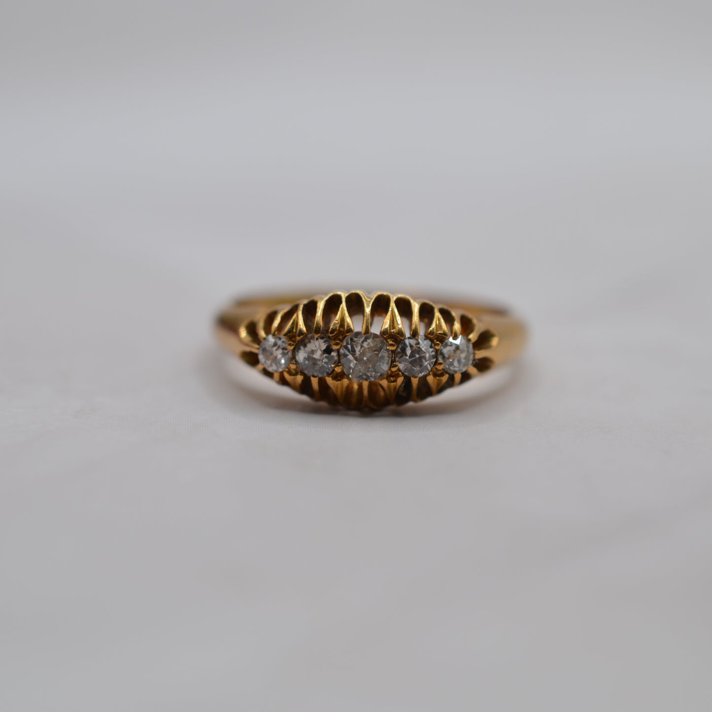 Antique Edwardian 1905 18ct Gold Diamond Five-Stone Ring