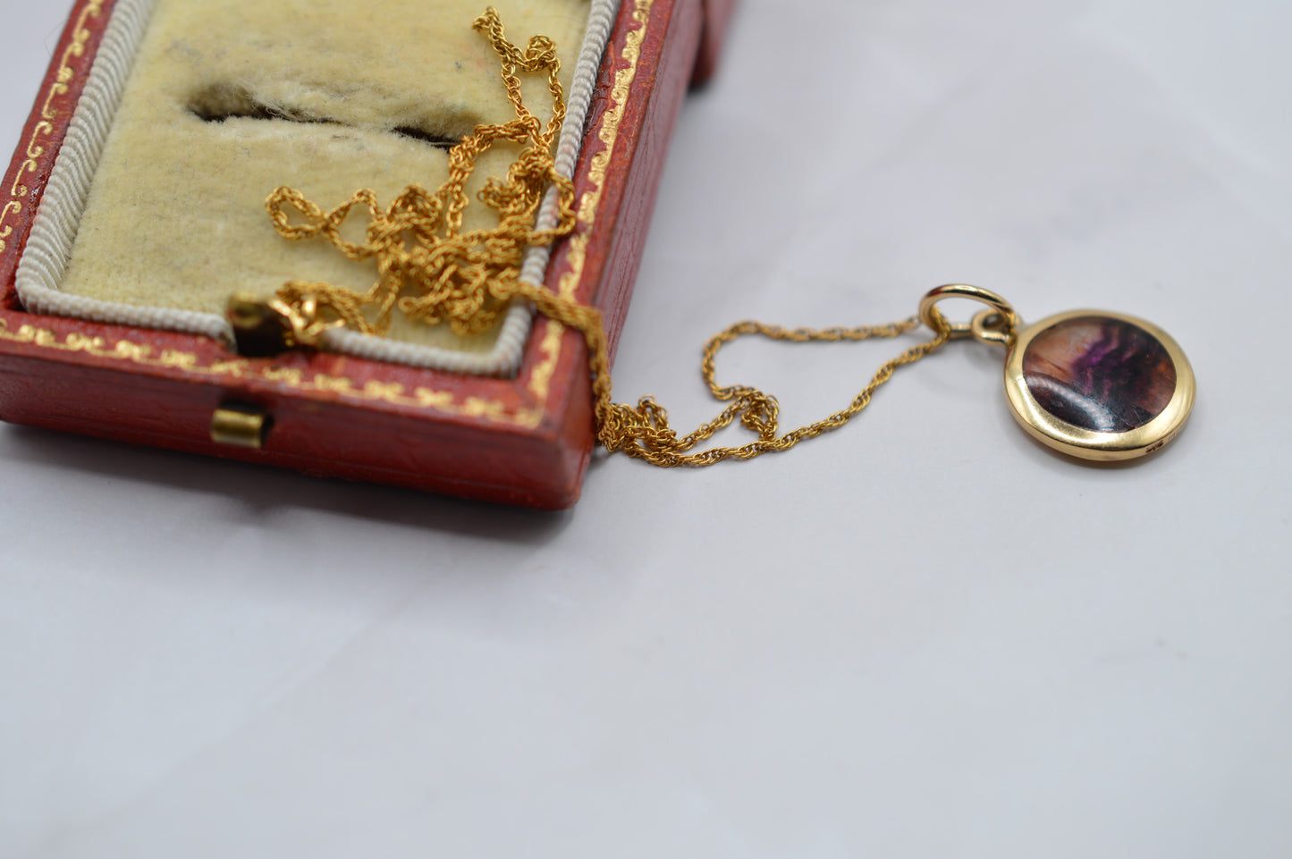 1990s 9ct Gold Blue John Pendant Necklace