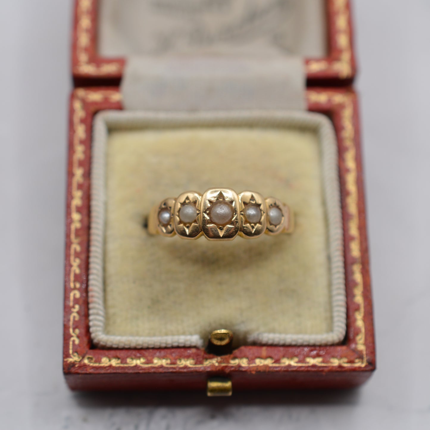 Antique Victorian 15ct Gold Pearl Five-Stone Ring