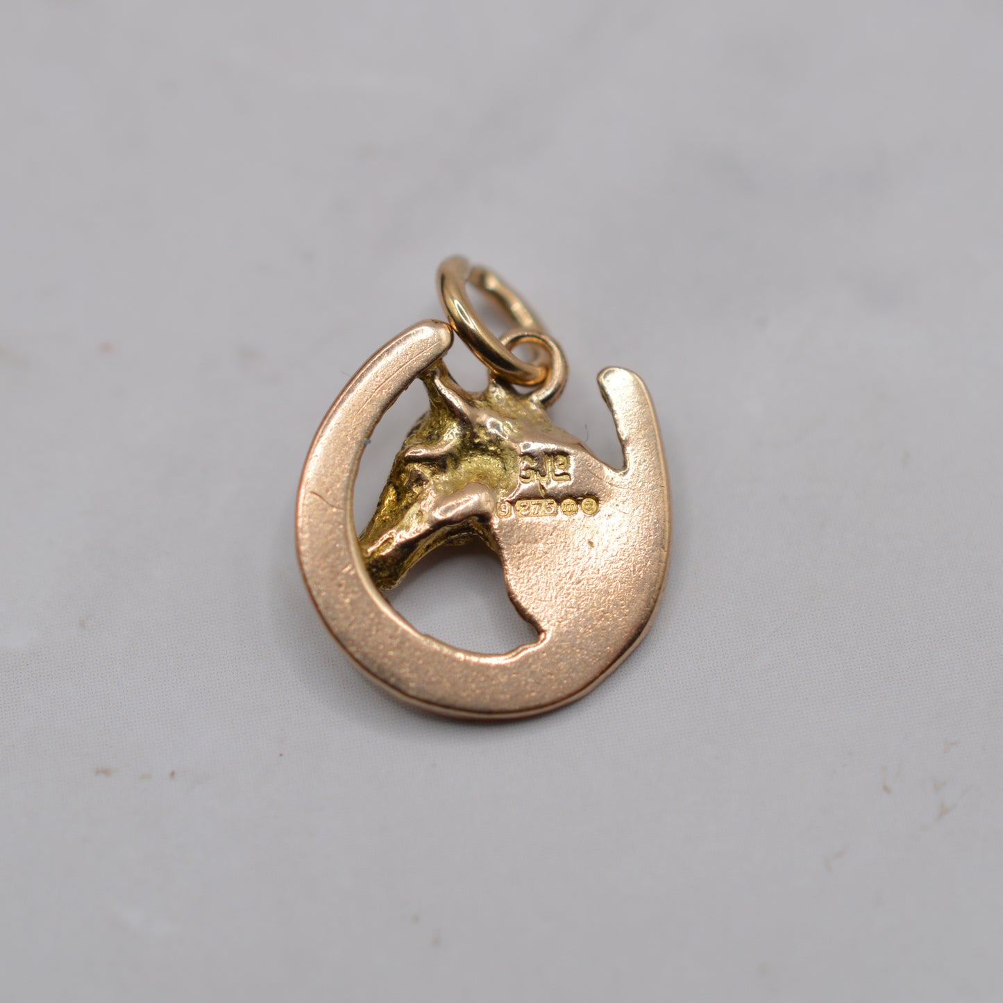 1960s Vintage 9ct Gold Horse & Horseshoe Charm/Pendant