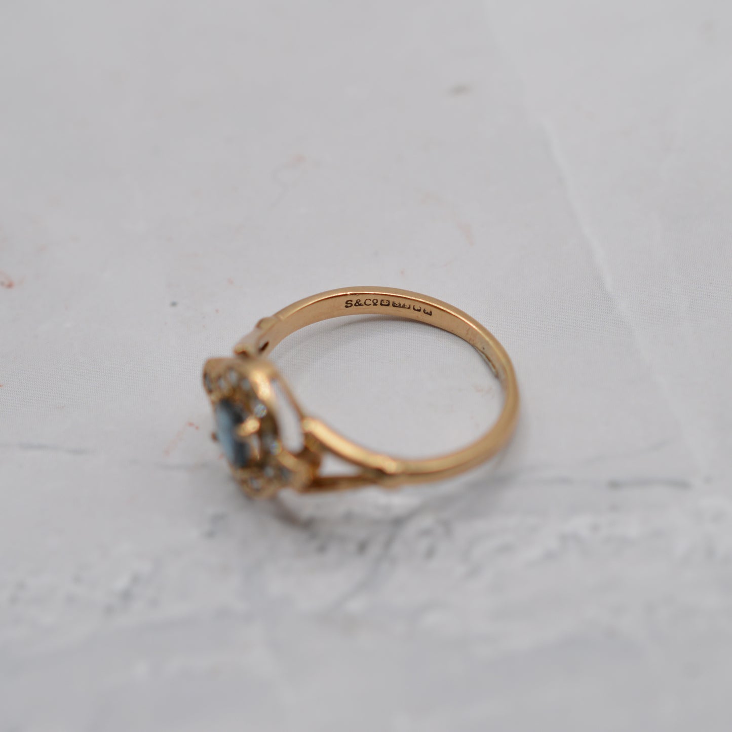 1970s Vintage 9ct Gold Sapphire & Diamond Cluster Ring