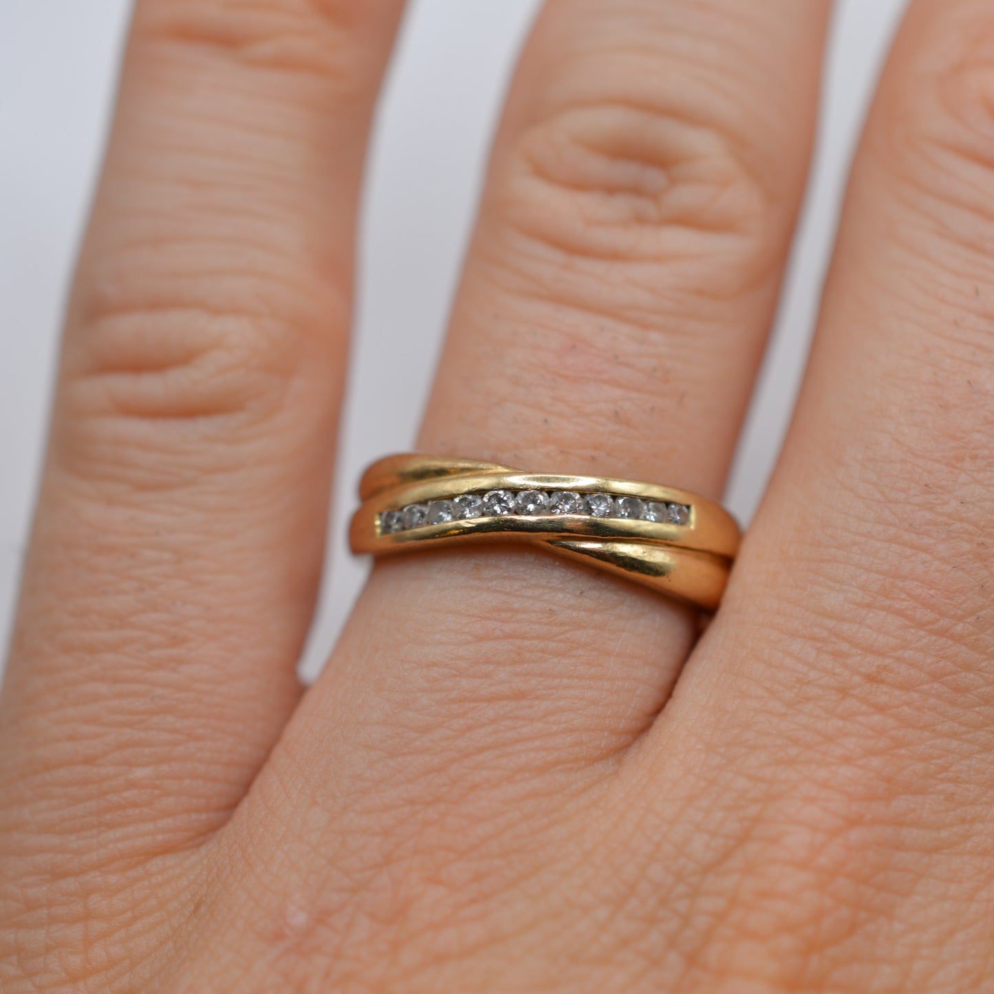 9ct Gold Diamond Crossover Ring