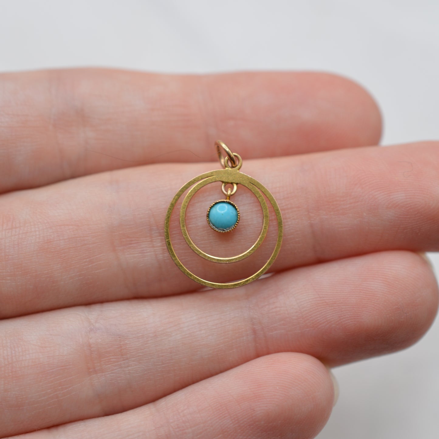 Antique Edwardian 9ct Gold Turquoise Pendant