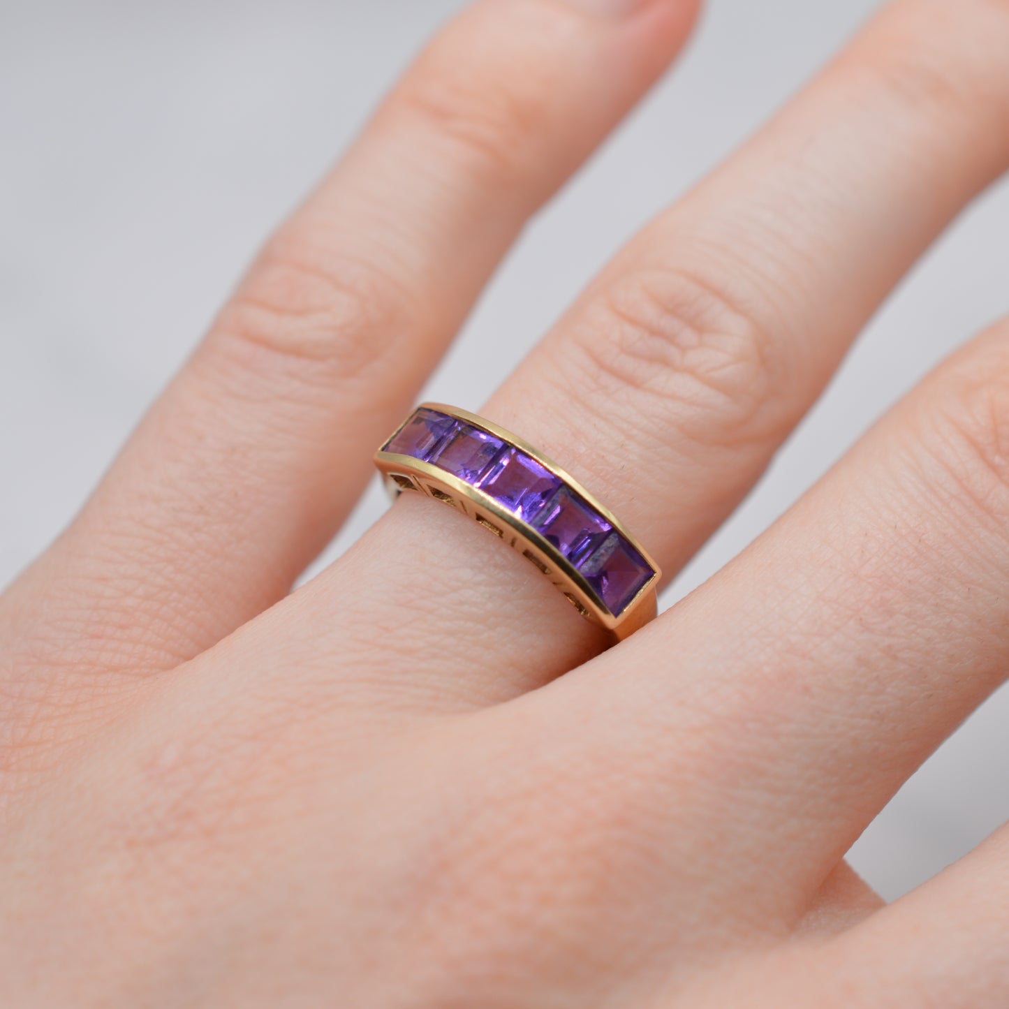 9ct Gold Amethyst Five-Stone Ring