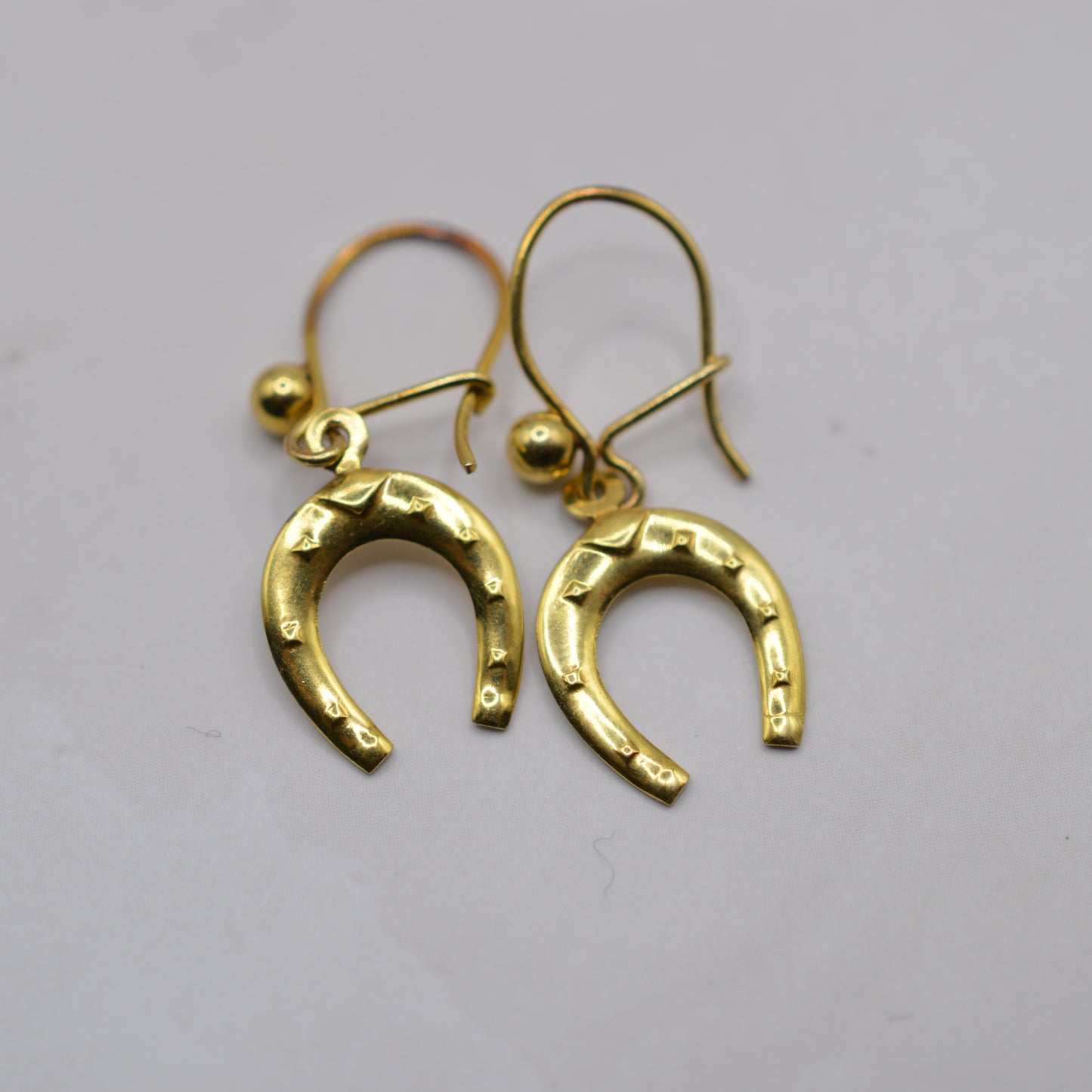 1970s Vintage 9ct Gold Horseshoe Drop Earrings