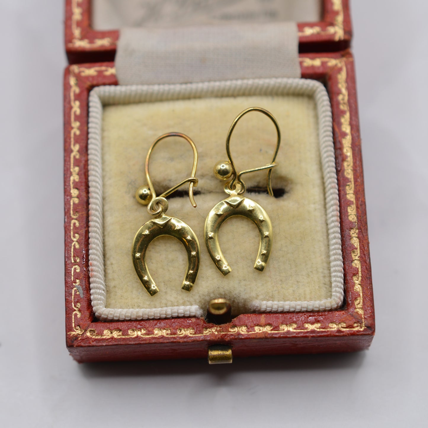1970s Vintage 9ct Gold Horseshoe Drop Earrings