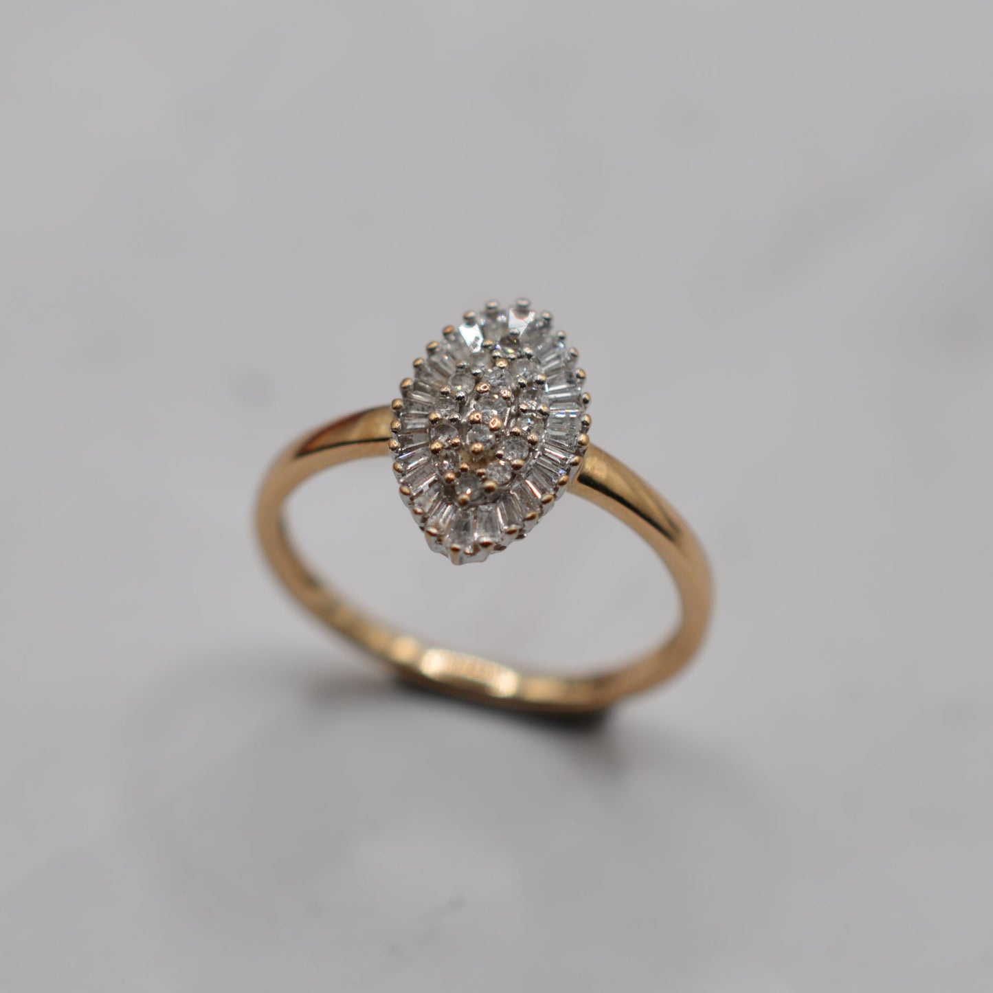 9ct Gold 0.25ct Diamond Navette Cluster Ring