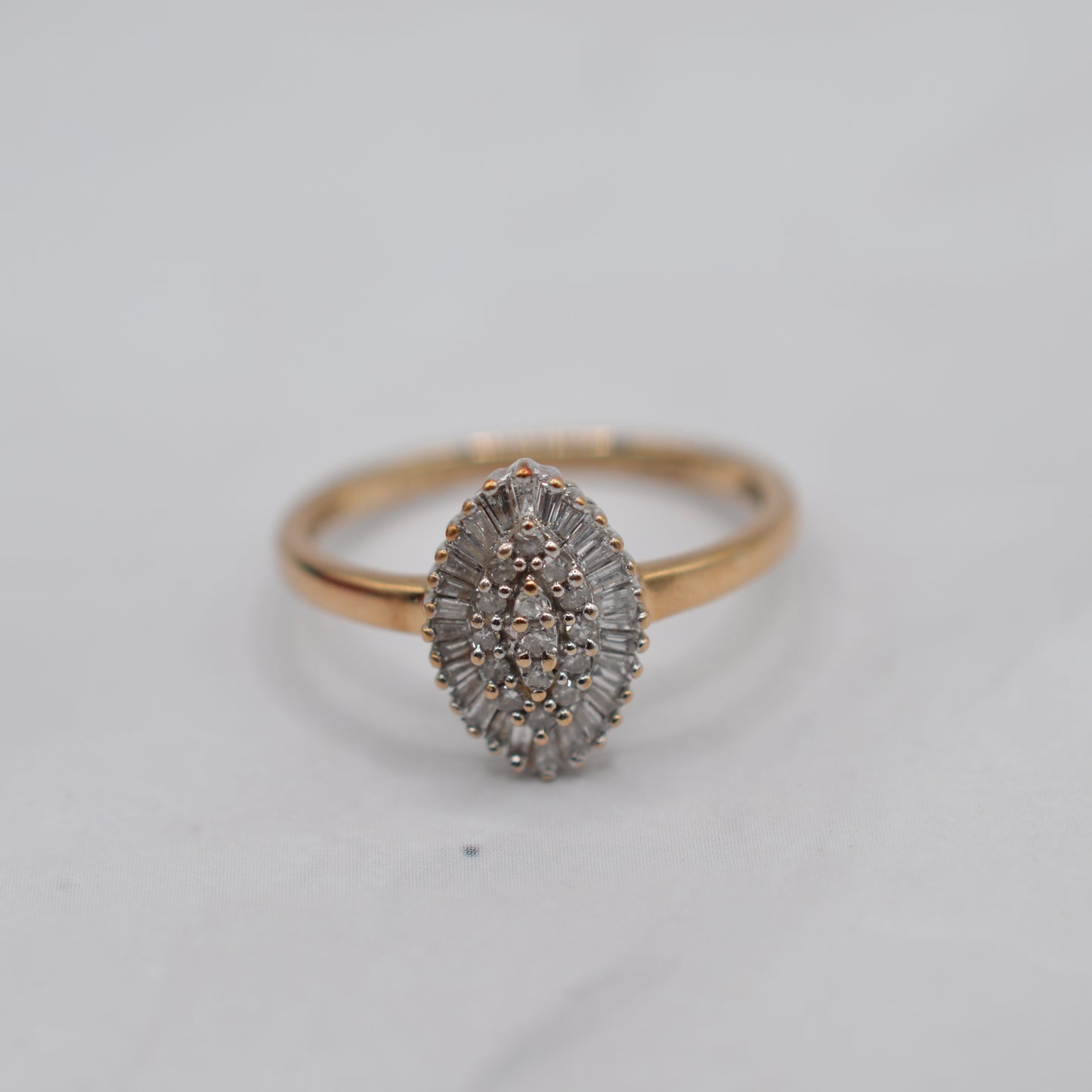 9ct Gold 0.25ct Diamond Navette Cluster Ring