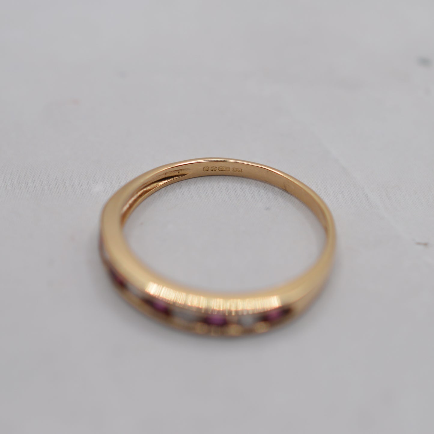 1990s 9ct Gold Ruby & Diamond Half-Eternity Ring