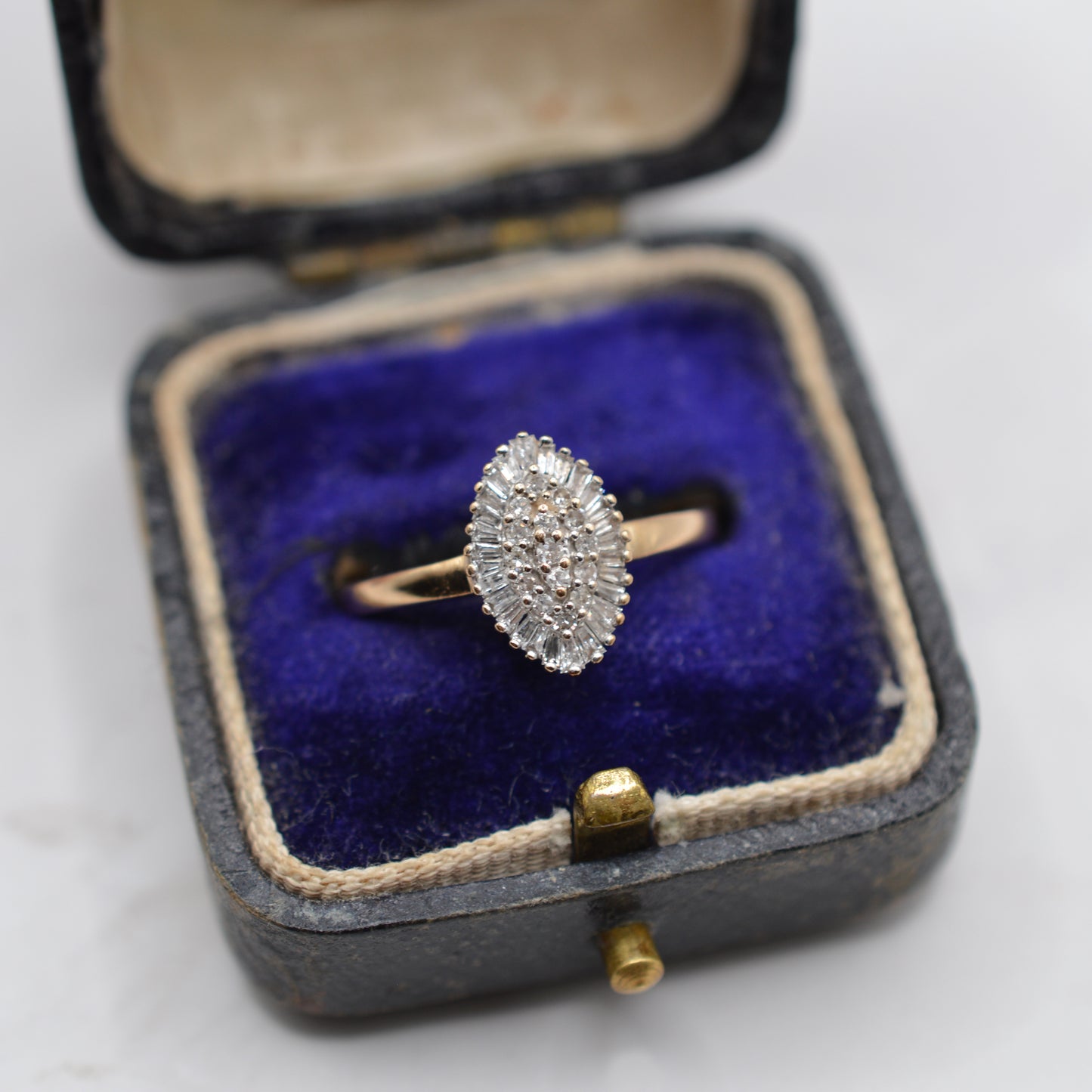 9ct Gold 0.25ct Diamond Navette Cluster Ring
