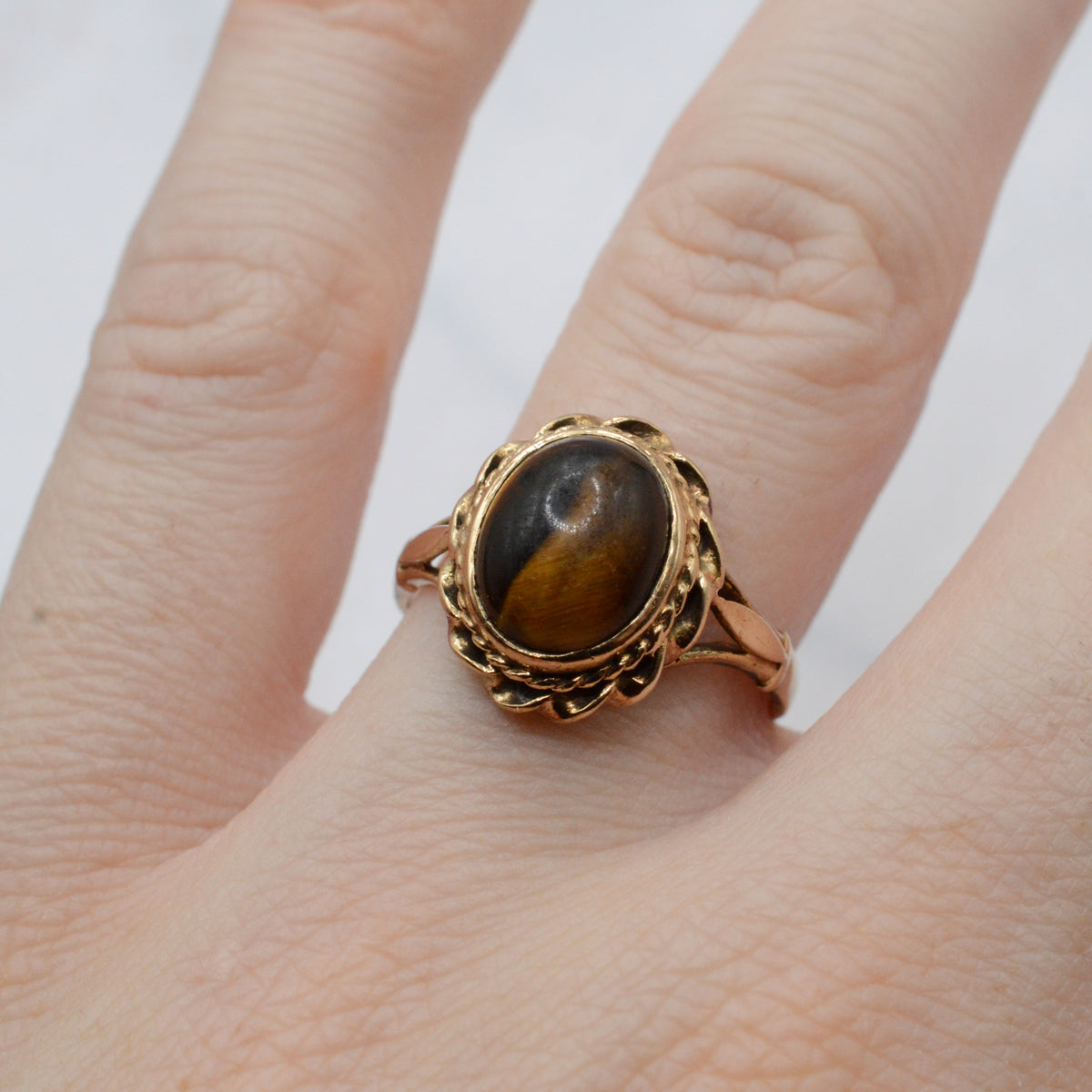 1970s Vintage 9ct Gold Tiger's Eye Ring