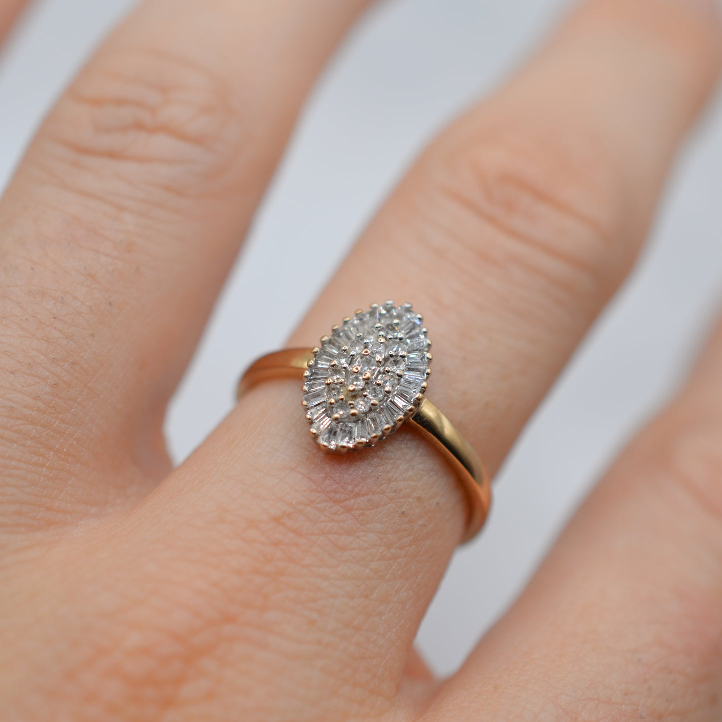 9ct Gold 0.25ct Diamond Navette Cluster Ring