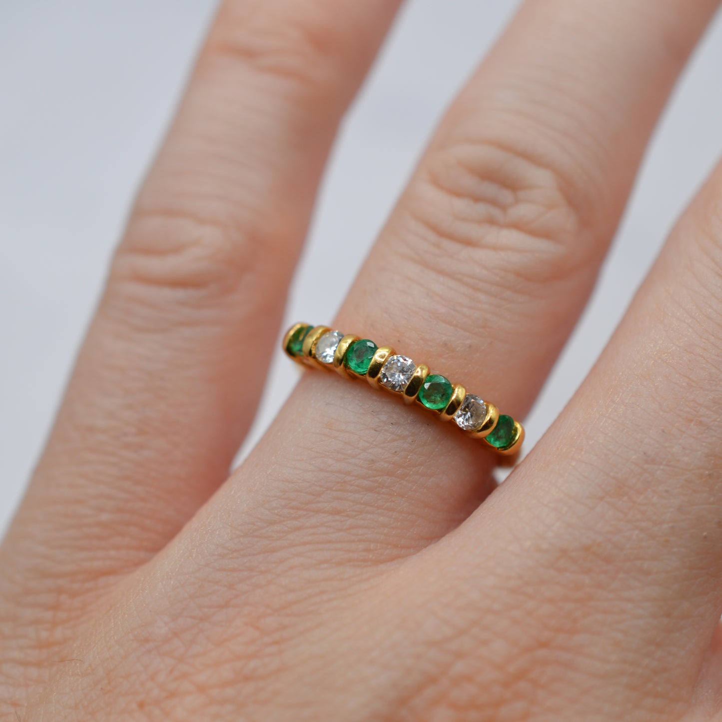 18ct Gold Emerald & Diamond Half-Eternity Ring