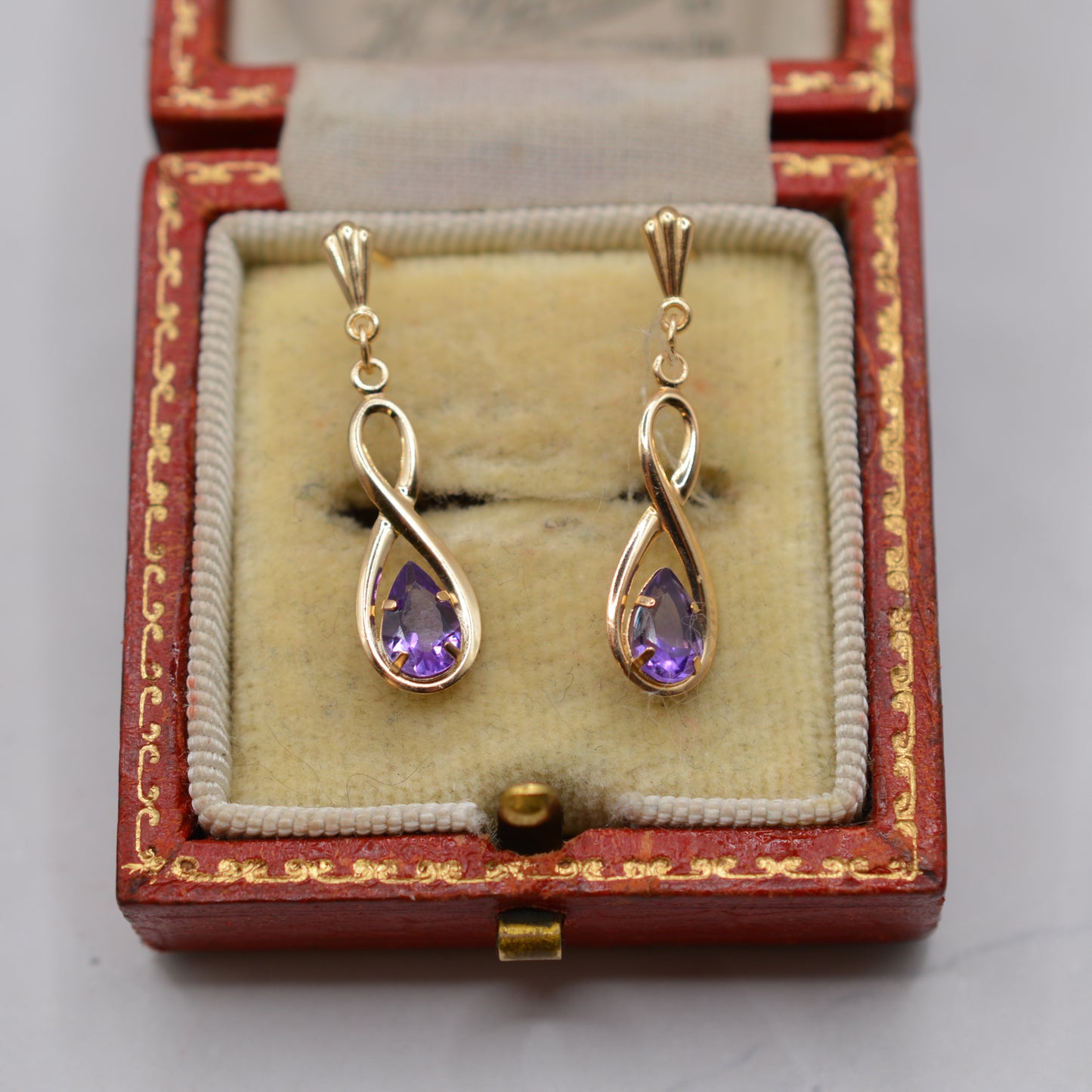 9ct Gold Amethyst Drop Earrings