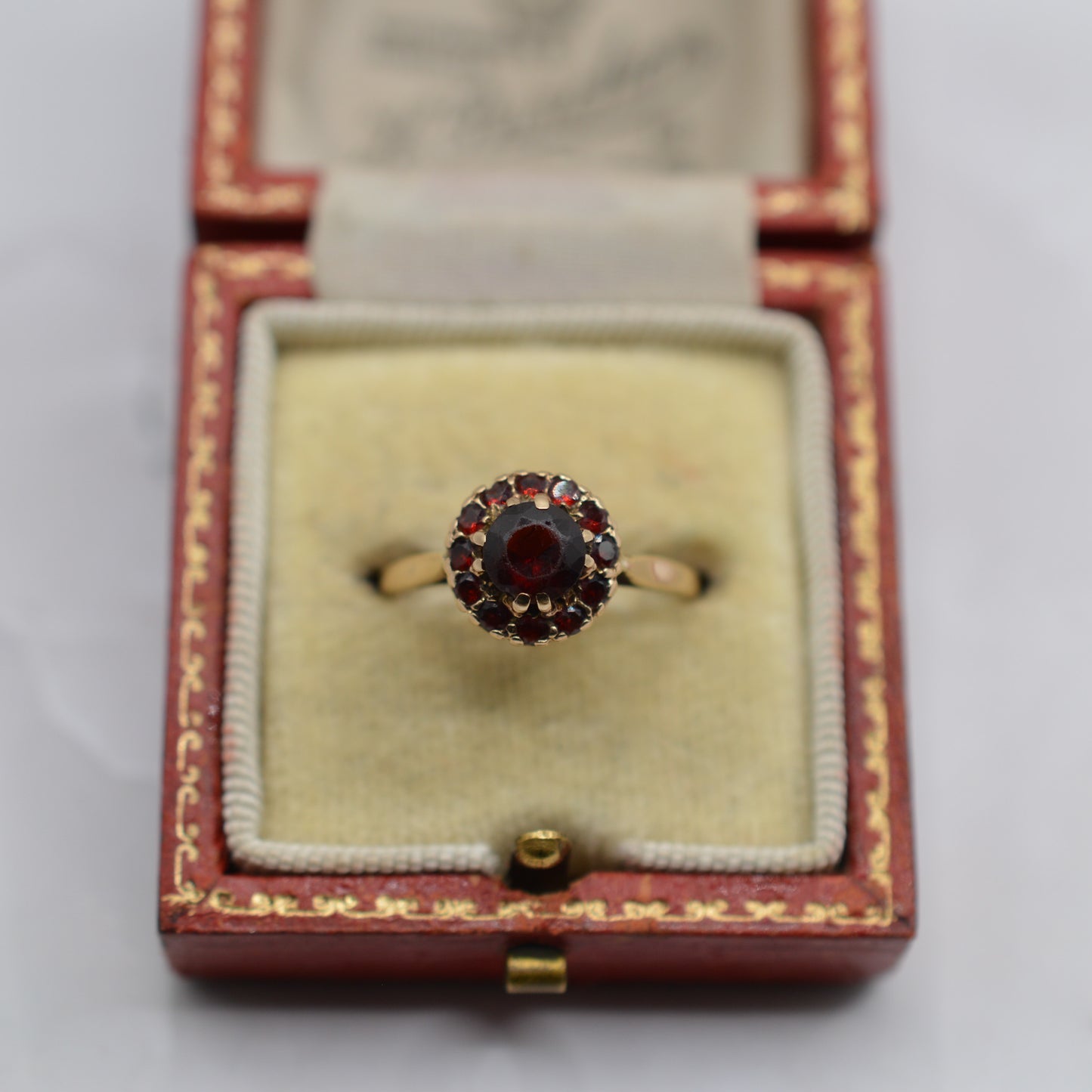 1960s Vintage 9ct Gold Garnet Cluster Ring