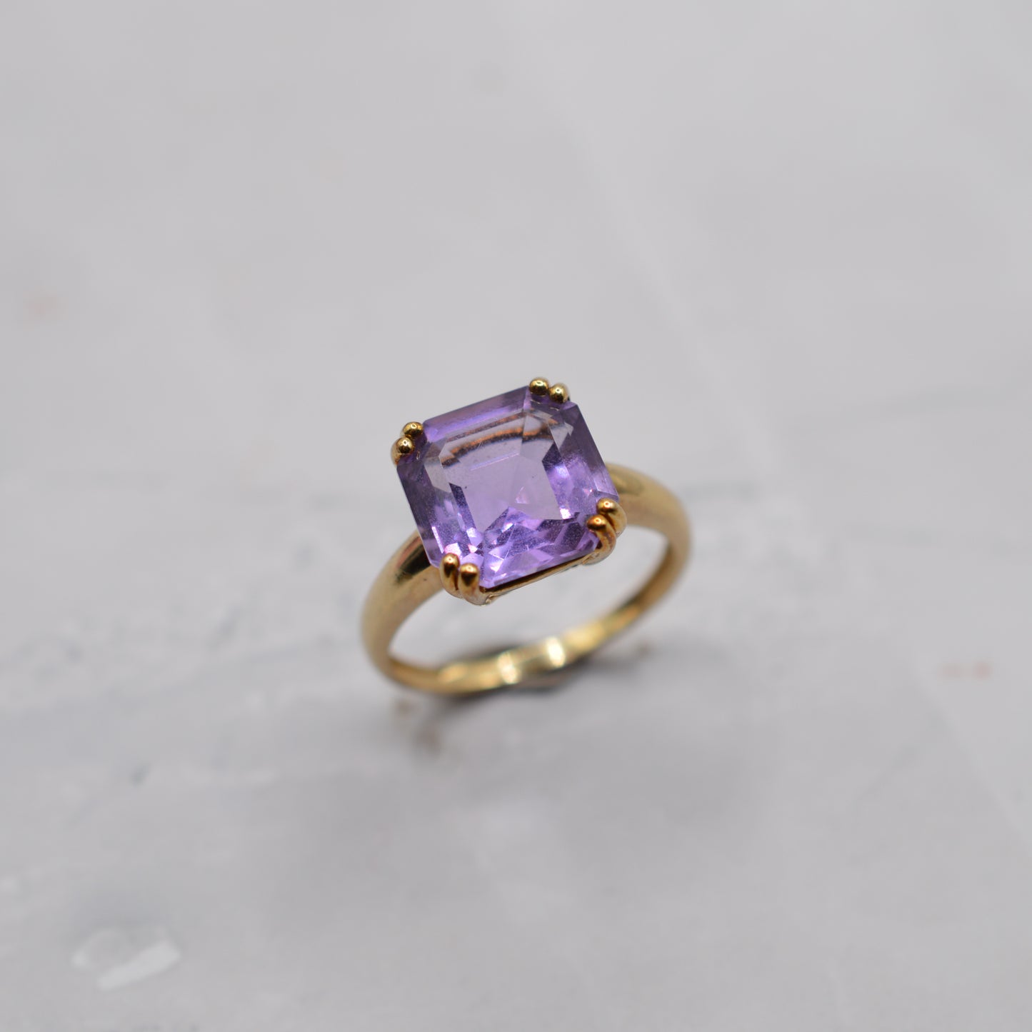 2006 Y2K 9ct Gold Amethyst Square-Cut Ring