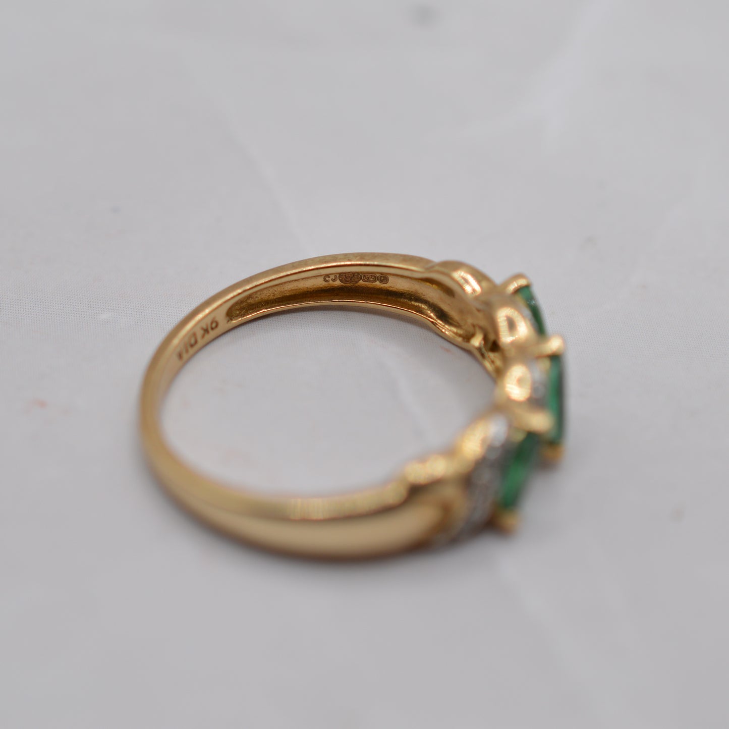 9ct Gold Emerald & Diamond Half-Eternity Ring