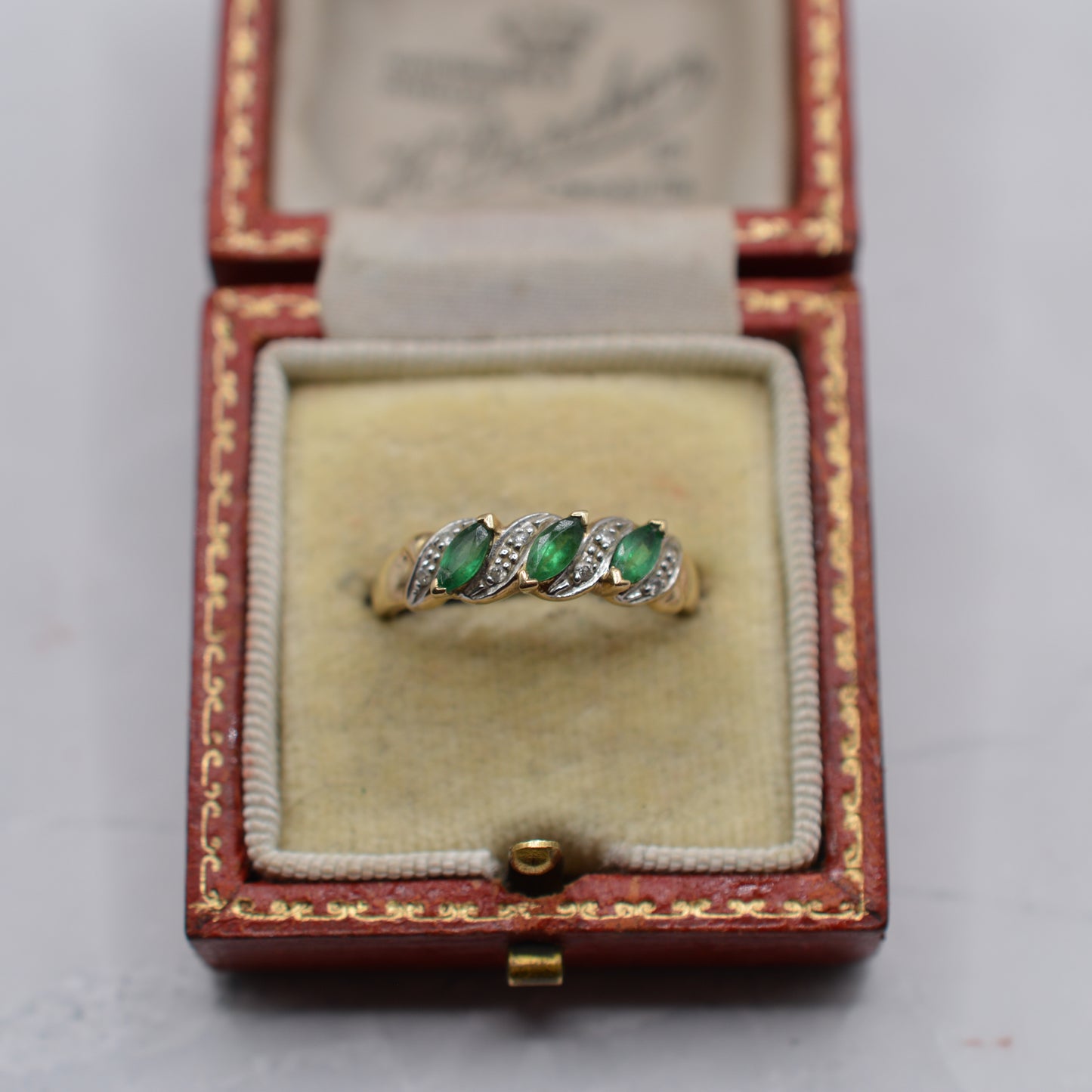 9ct Gold Emerald & Diamond Half-Eternity Ring