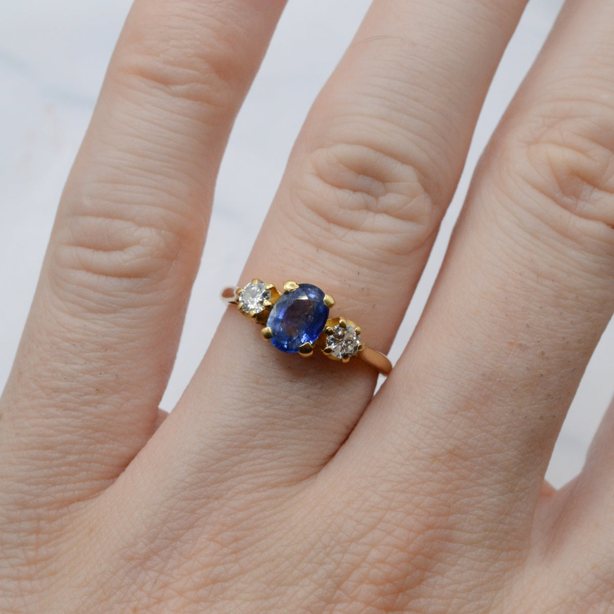 1980s 18ct Gold Sapphire & Diamond Trilogy Ring