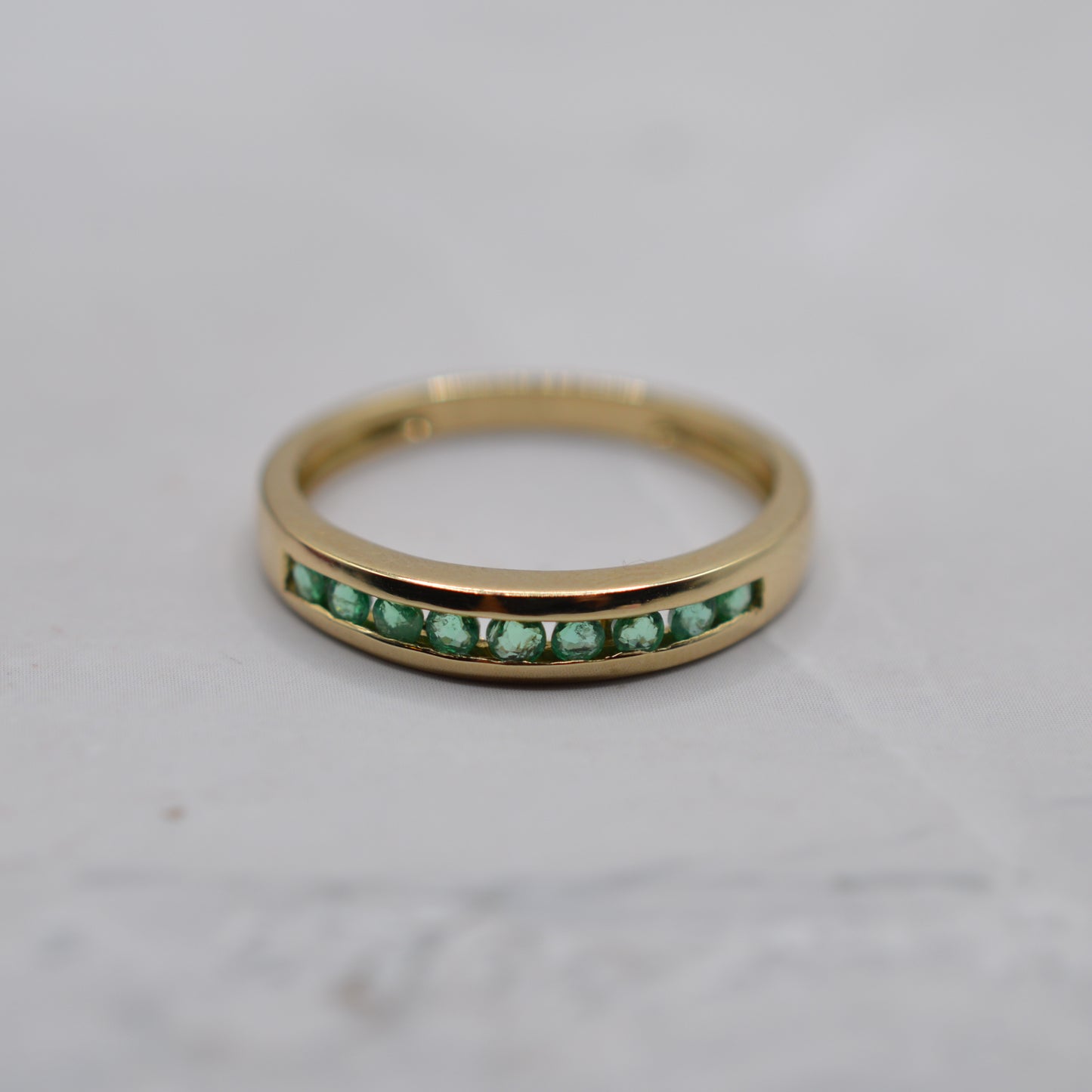 Y2K 9ct Gold Emerald Half-Eternity Ring