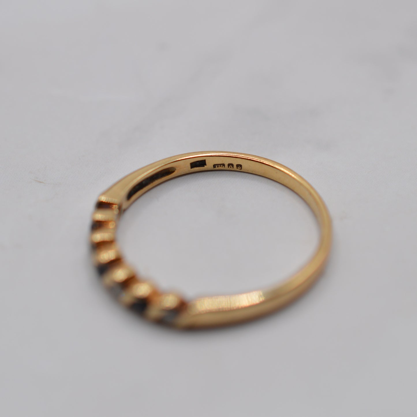 1990s Vintage 9ct Gold Sapphire & Diamond Half-Eternity Ring