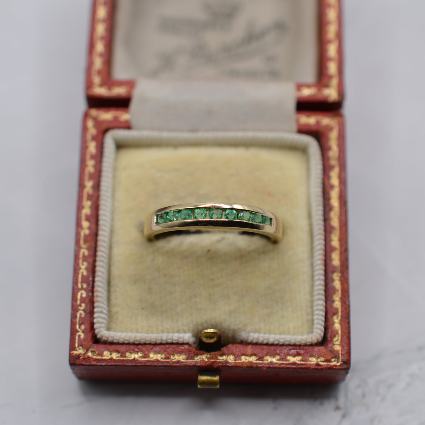 Y2K 9ct Gold Emerald Half-Eternity Ring
