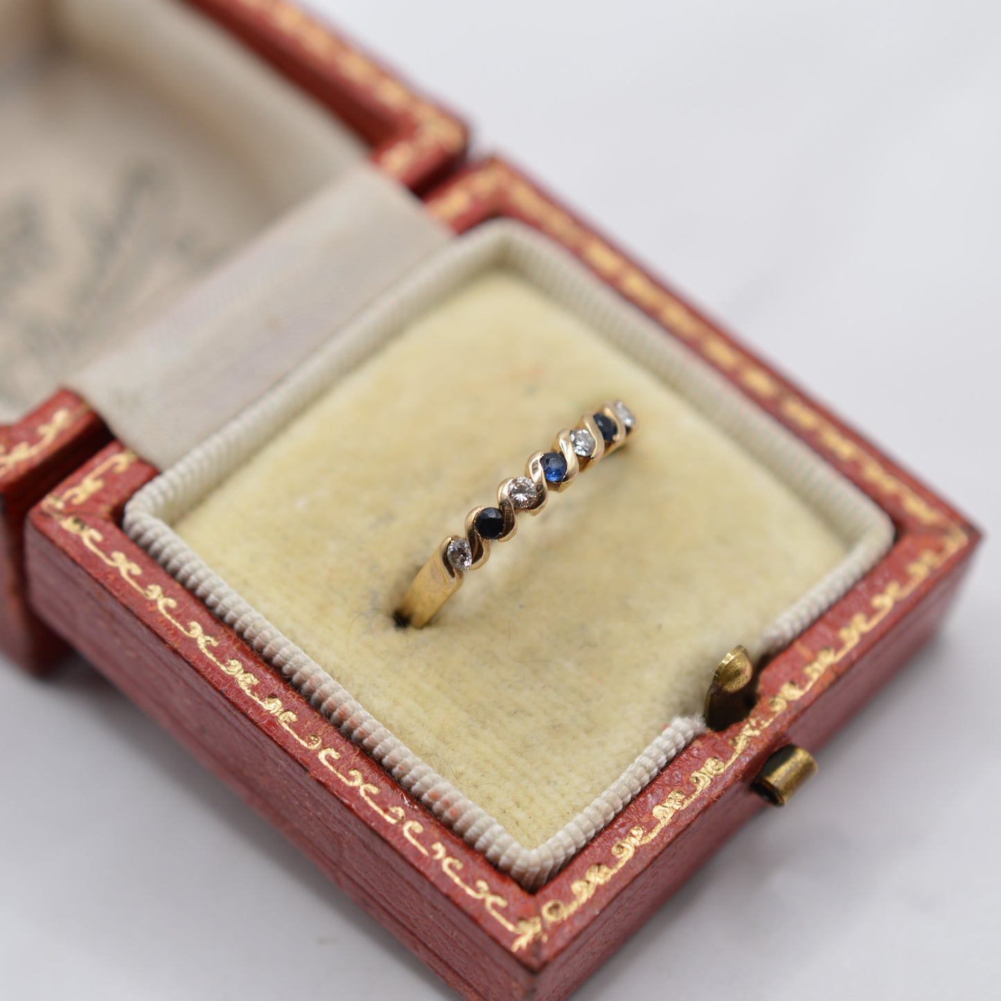 1990s Vintage 9ct Gold Sapphire & Diamond Half-Eternity Ring