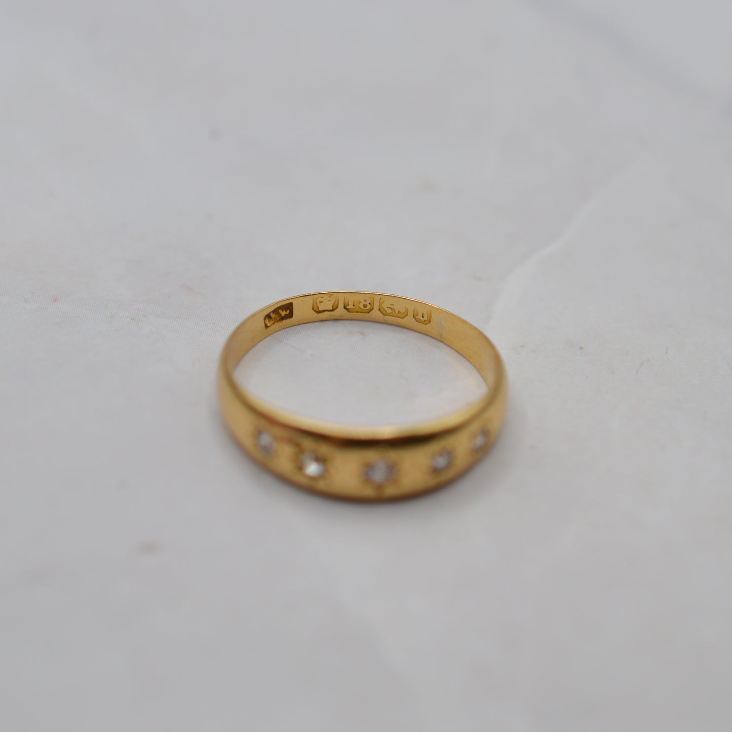 1876 Victorian 18ct Gold Diamond Five-Stone Antique Gypsy Ring