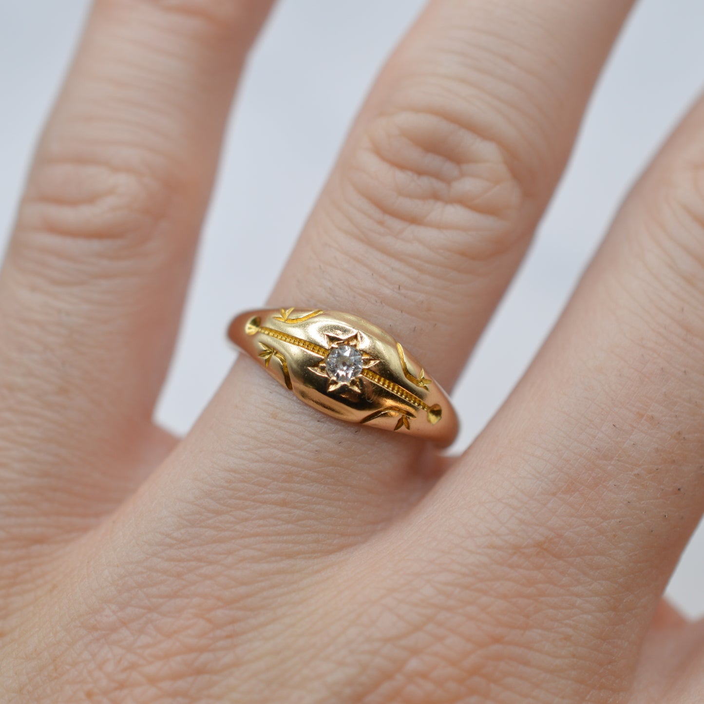 Victorian 1898 18ct Gold Diamond Gypsy Ring