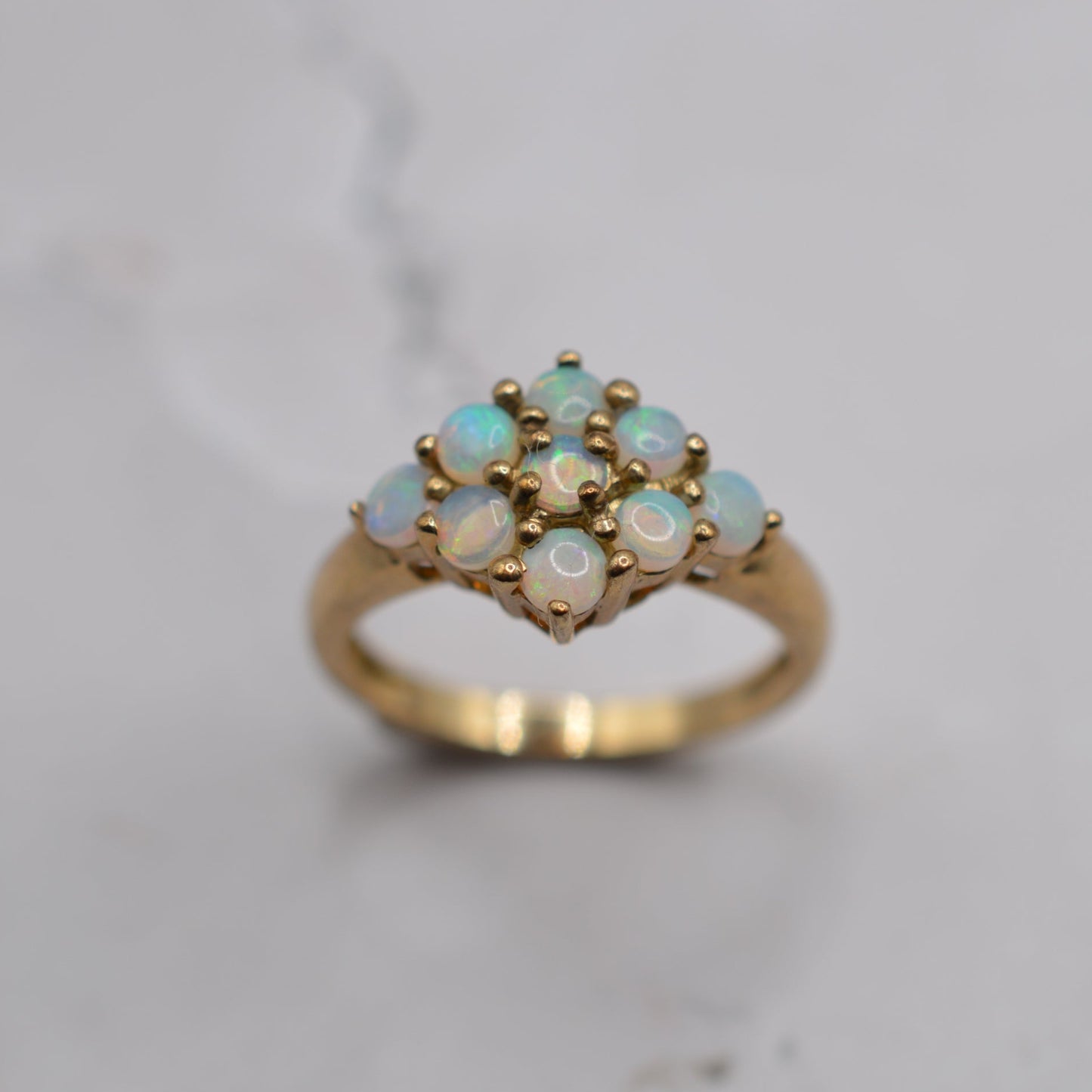 Y2K Vintage 9ct Gold Opal Cluster Ring