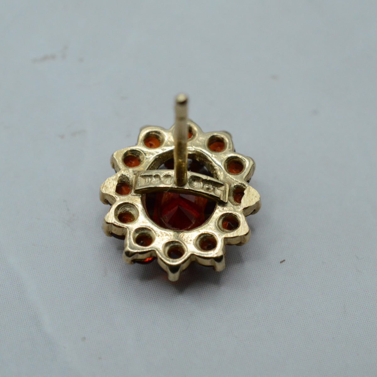 Vintage 9ct Gold Garnet Cluster Stud Earrings
