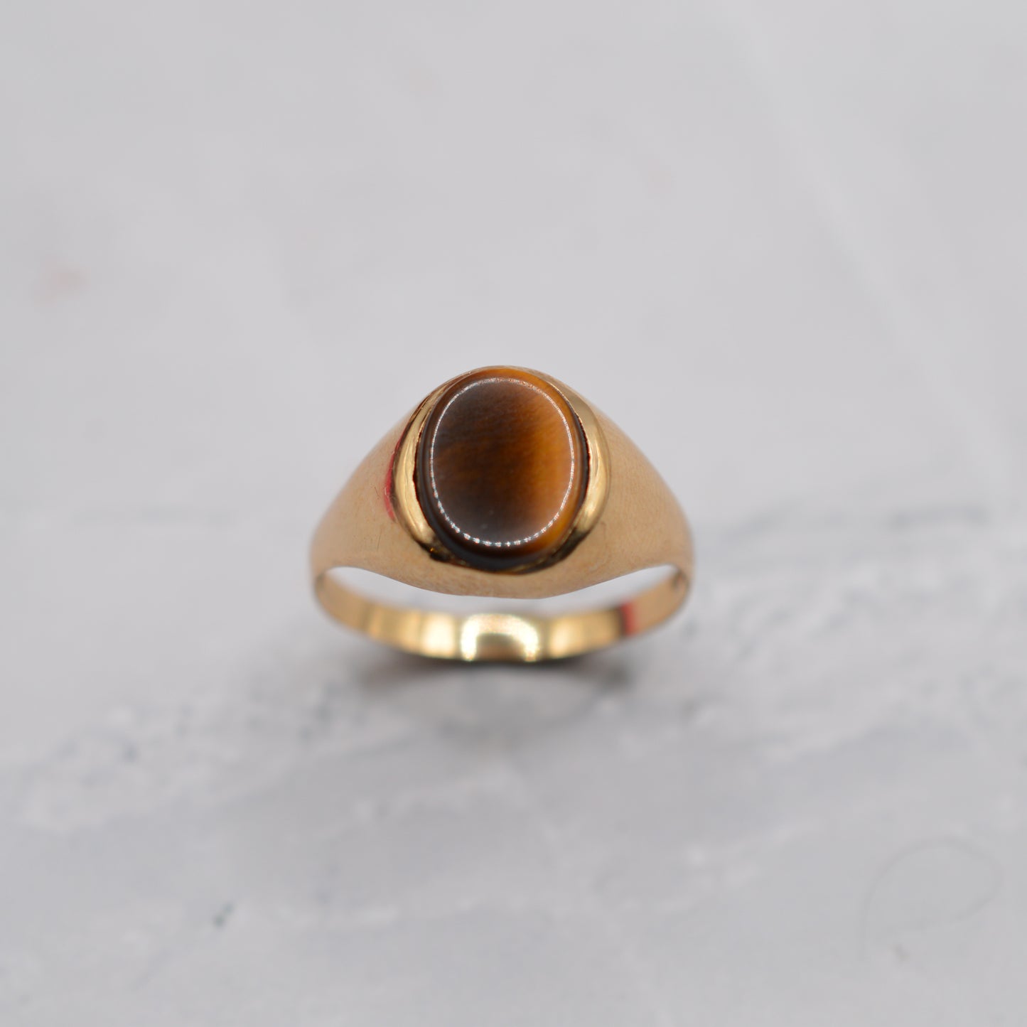 1970s Vintage 9ct Gold Tiger's Eye Signet Ring