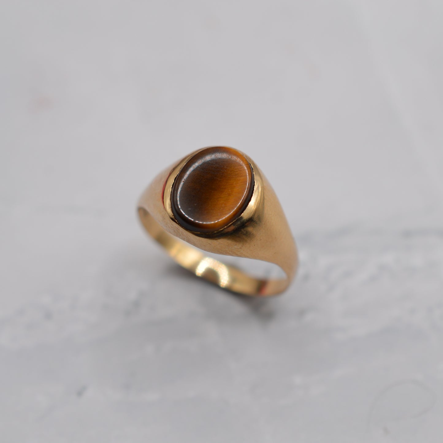 1970s Vintage 9ct Gold Tiger's Eye Signet Ring