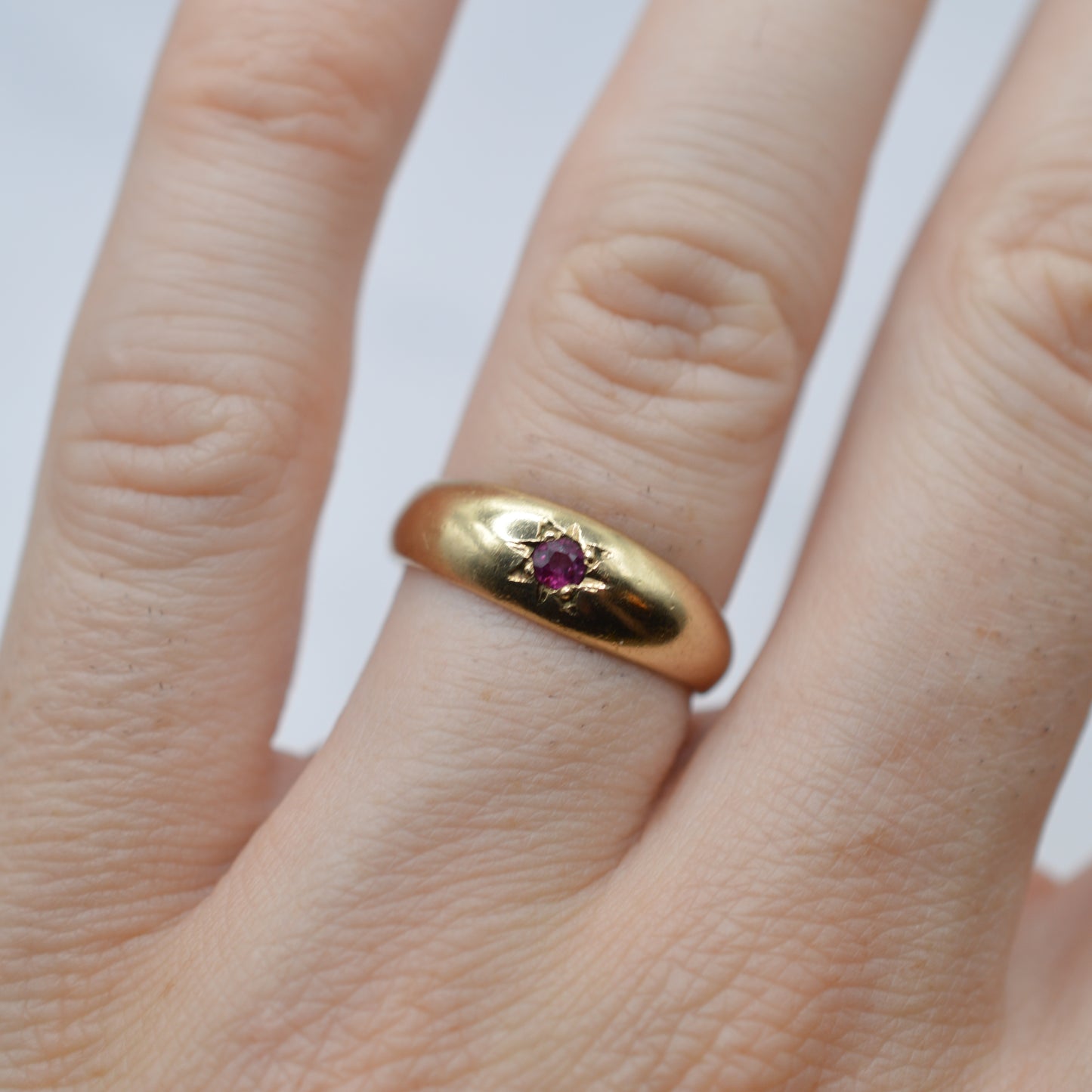 1990s 9ct Gold Ruby Dome Ring