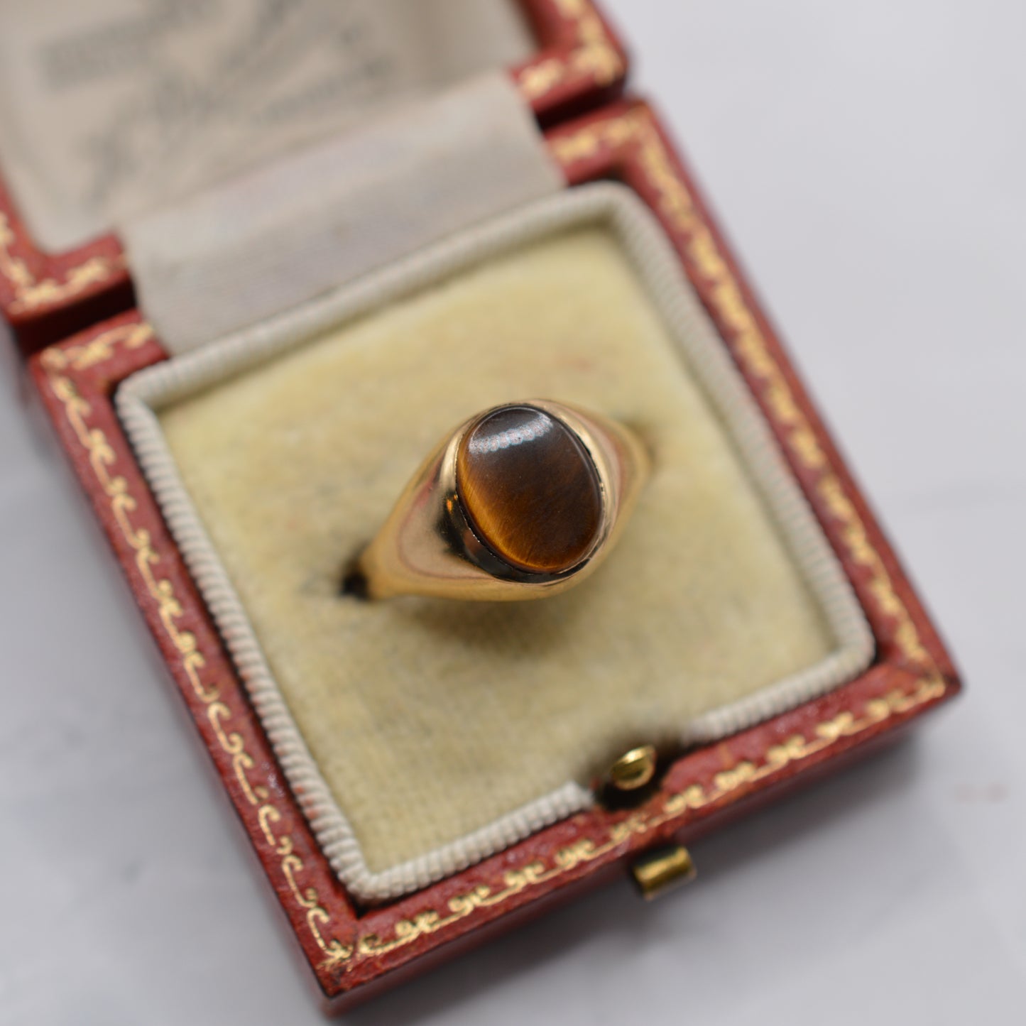 1970s Vintage 9ct Gold Tiger's Eye Signet Ring