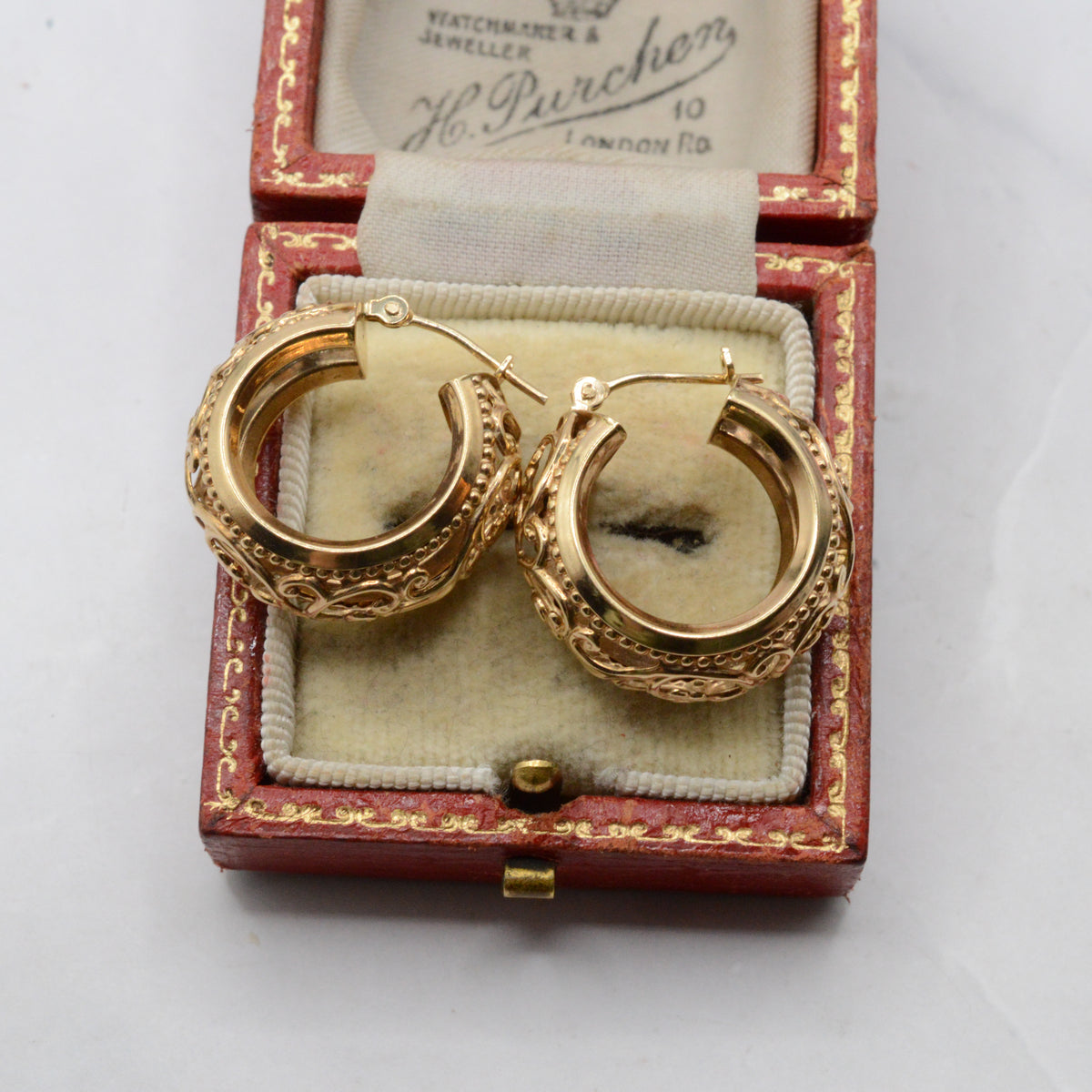 Chunky 9ct Gold Openwork Hoop Earrings