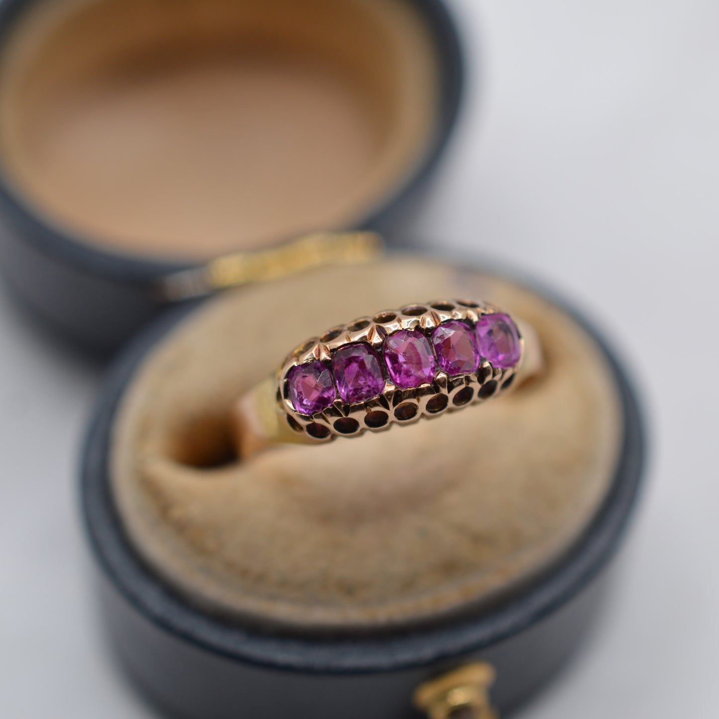 Antique 1920s 15ct Gold Ruby Five-Stone Ring