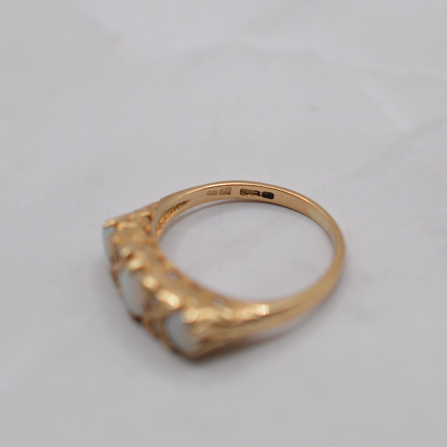 9ct Gold Opal & Diamond Gypsy Ring