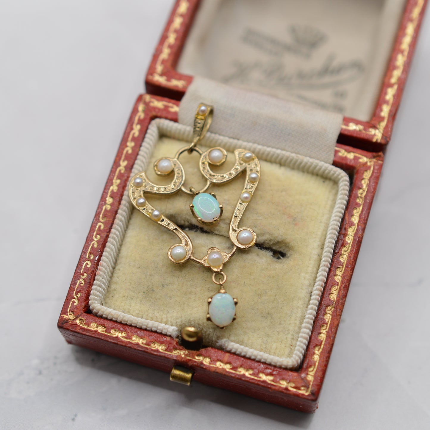 Vintage 9ct Gold Opal & Pearl Pendant