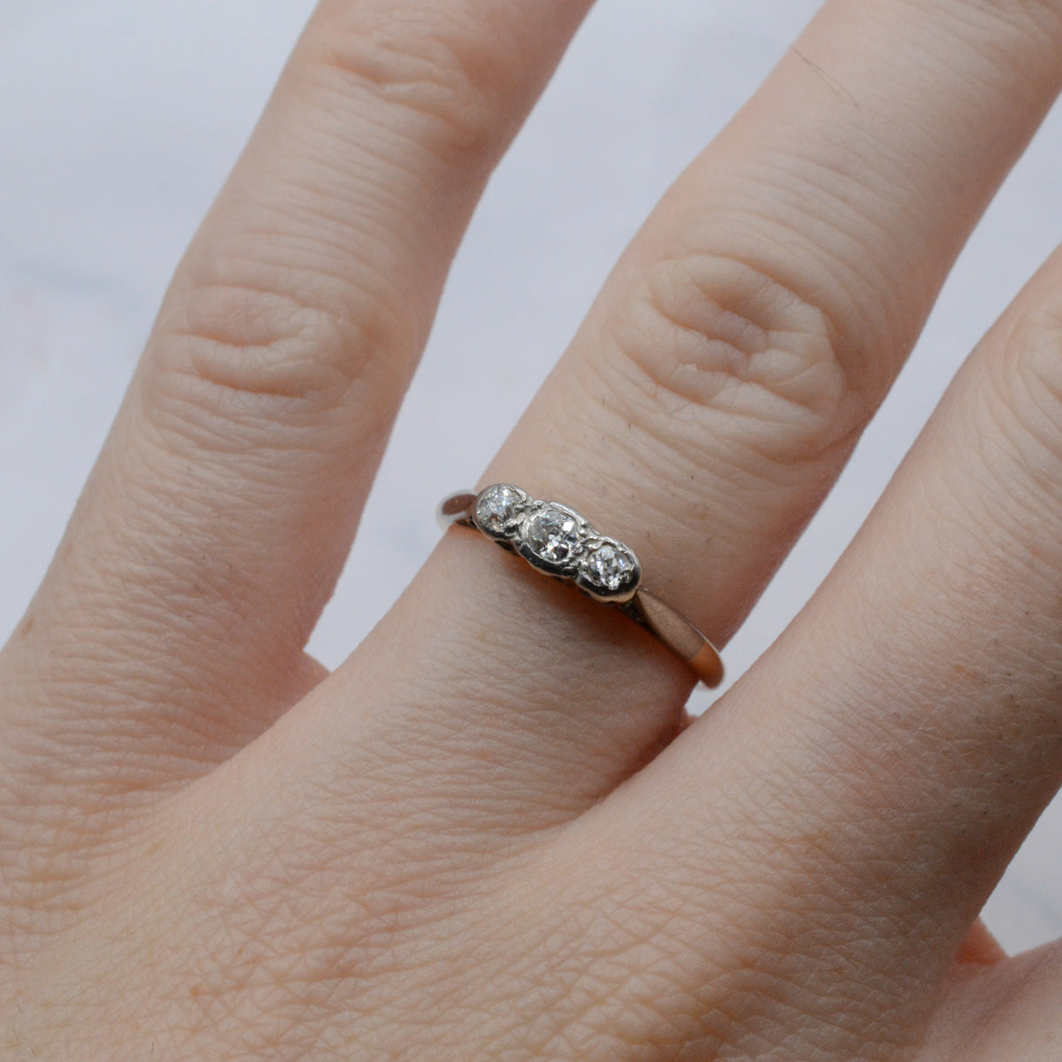 Antique 18ct Gold & Platinum Diamond Three-Stone Ring