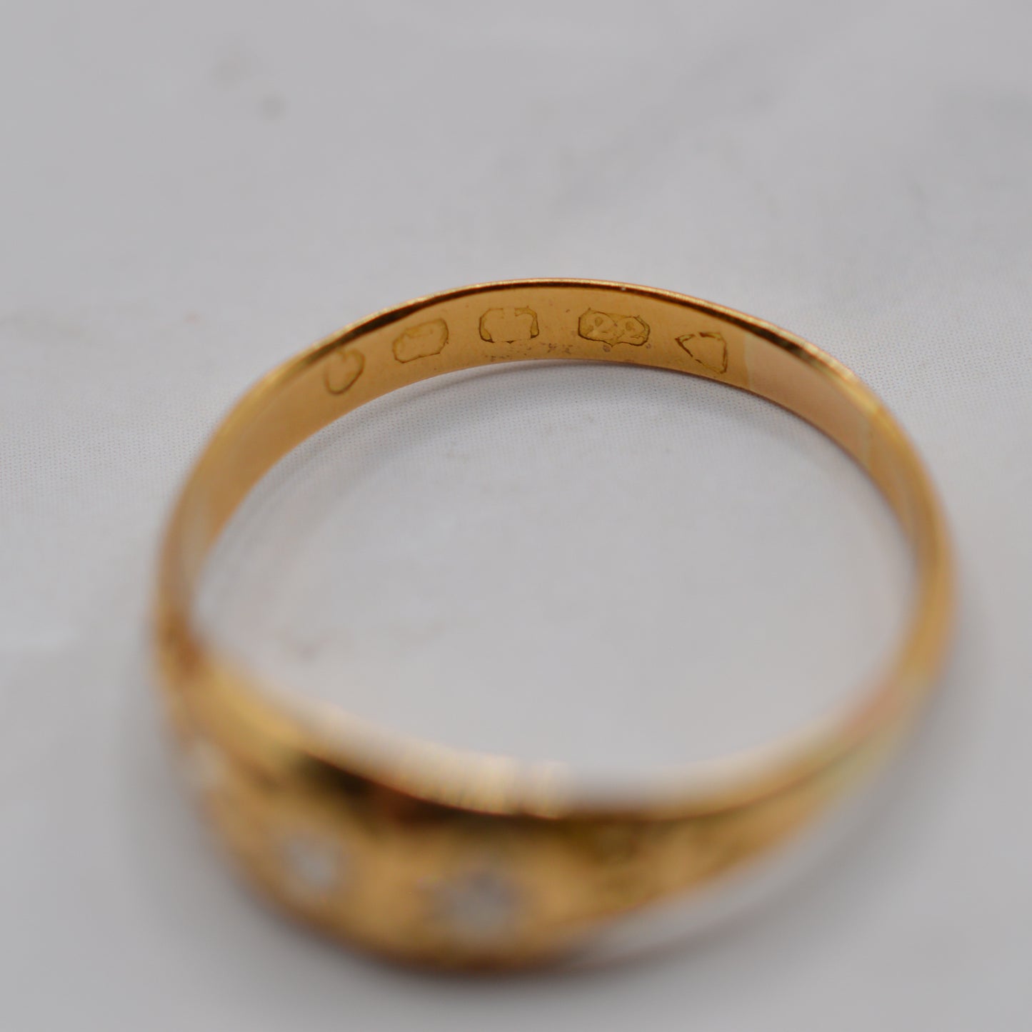 Antique 22ct Gold Diamond Gypsy Trilogy Star-Set Ring