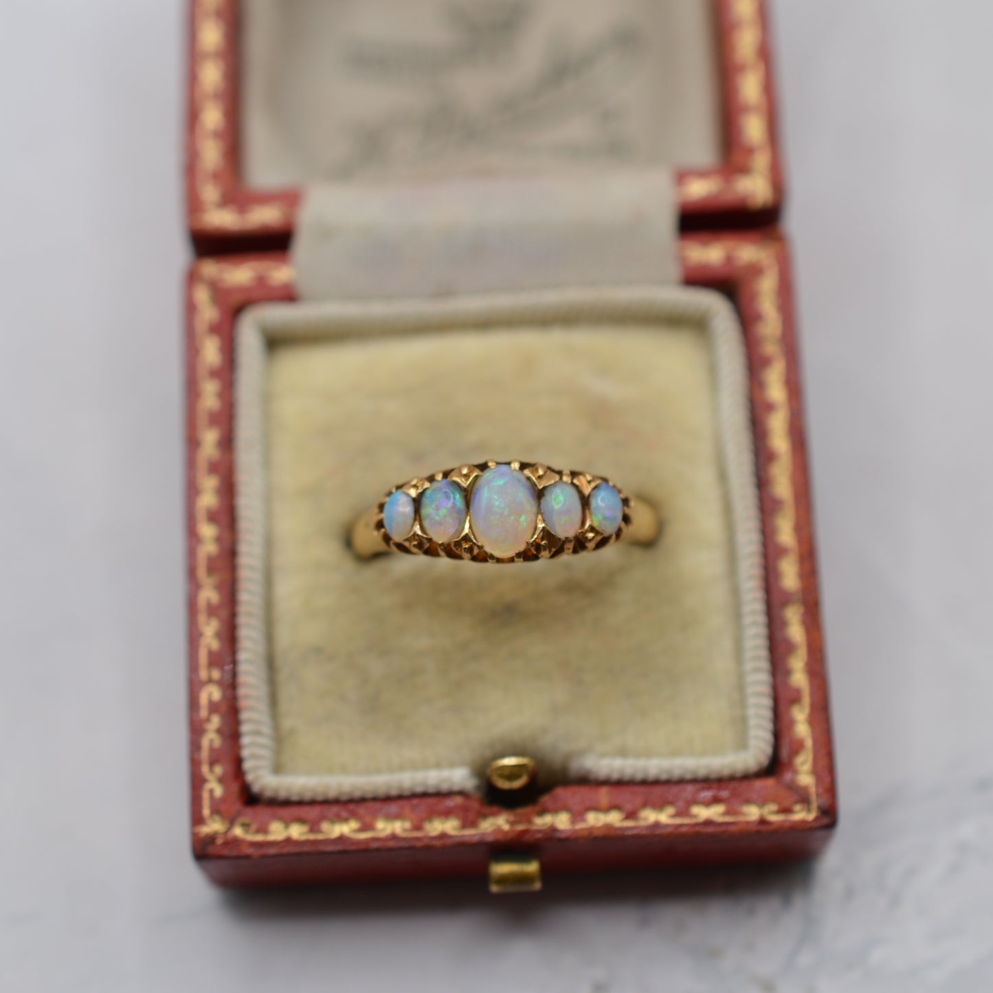 Victorian 1896 18ct Gold Antique Opal Five-Stone Ring