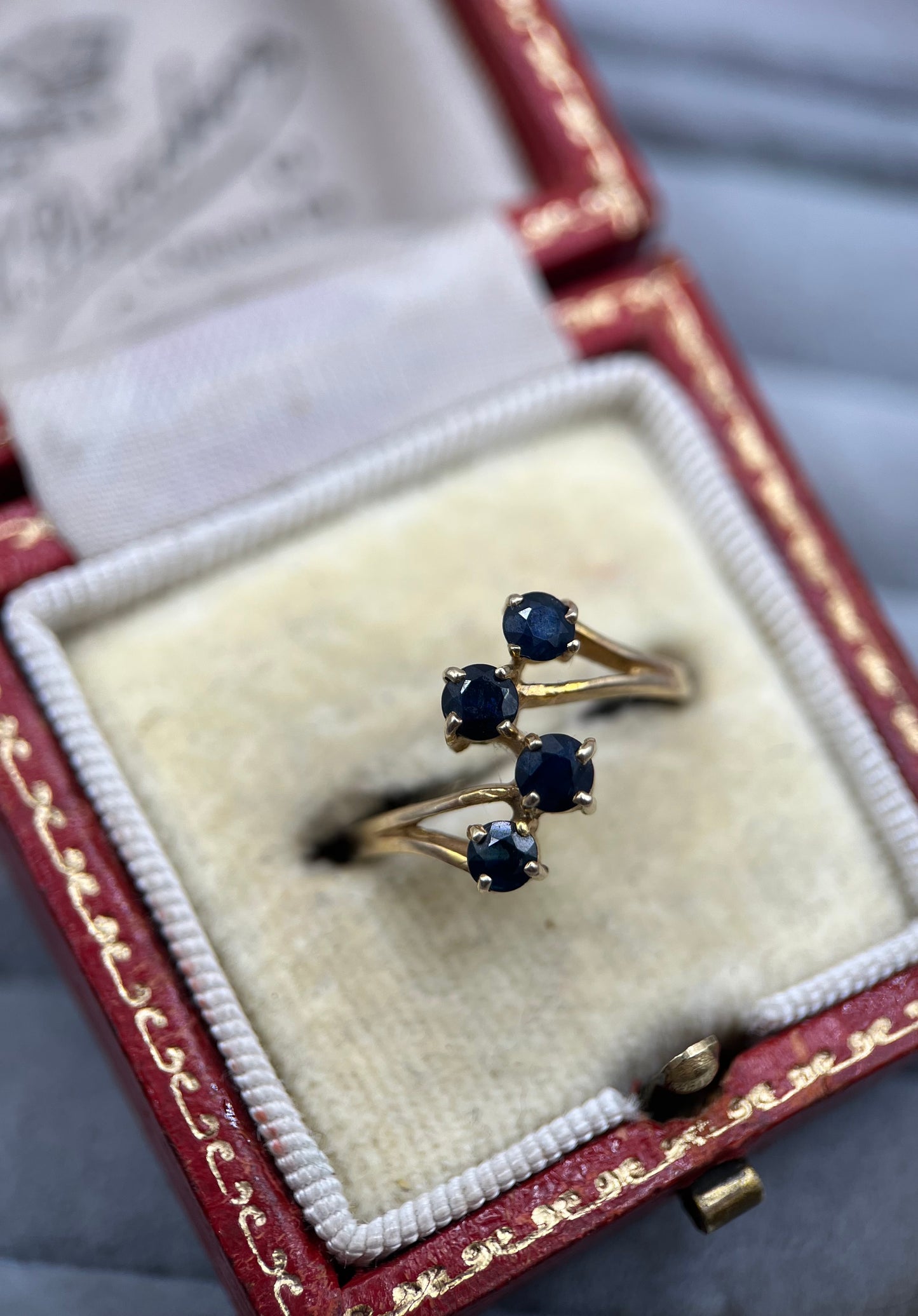 1980s Vintage 9ct Gold Sapphire Dress Ring